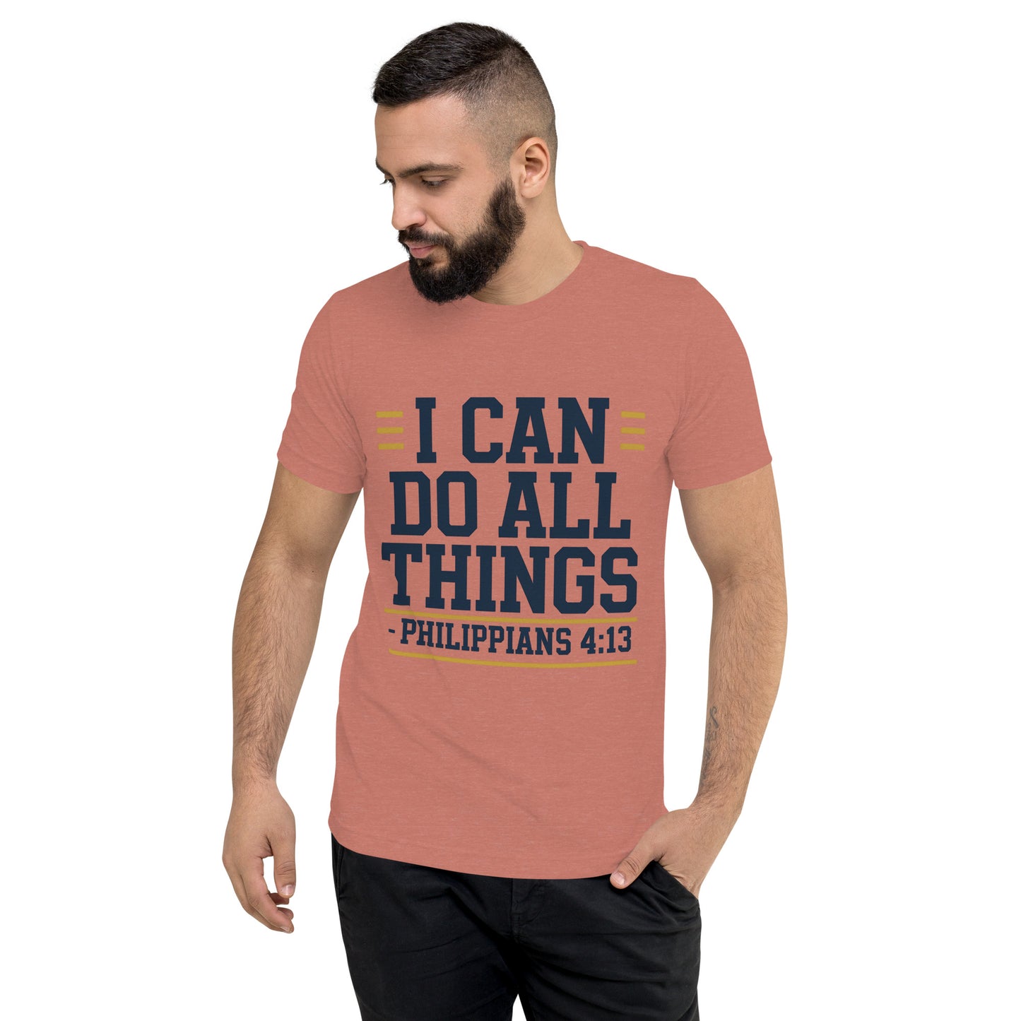 Men’s Christian tri-blend t-shirt I Can Do All Things Philippians 4:13
