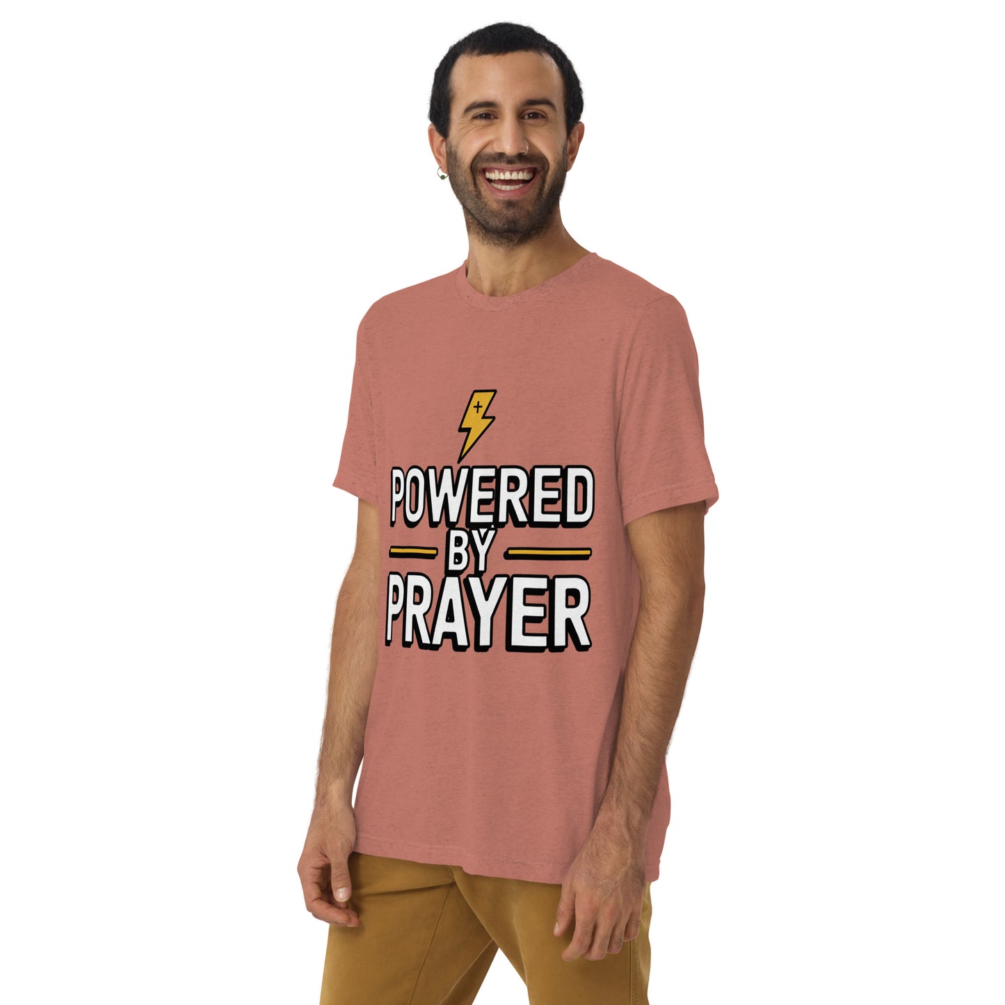 Bible verse shirt for men Powered by Prayer