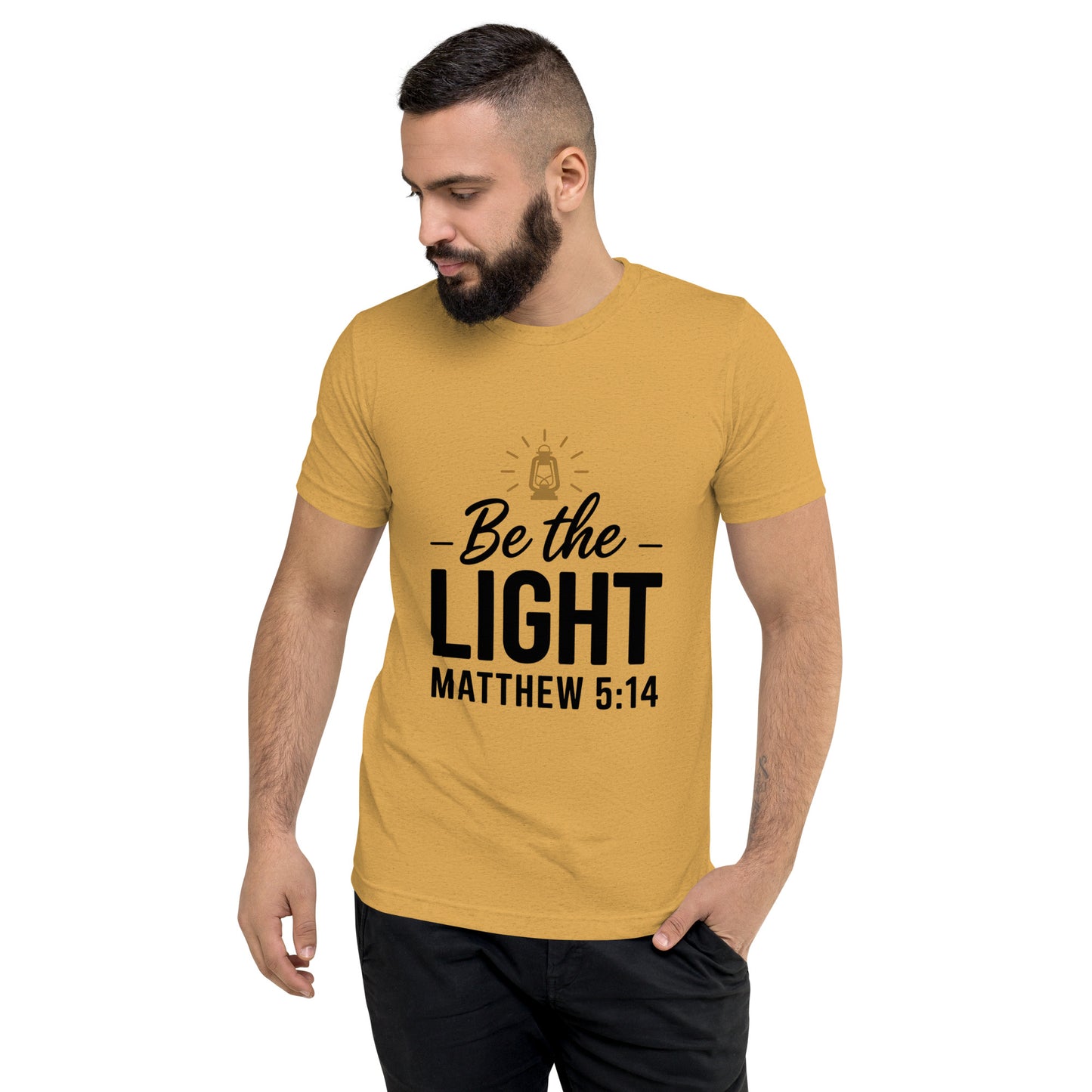 Faith-based men’s fitted t-shirt scripture design