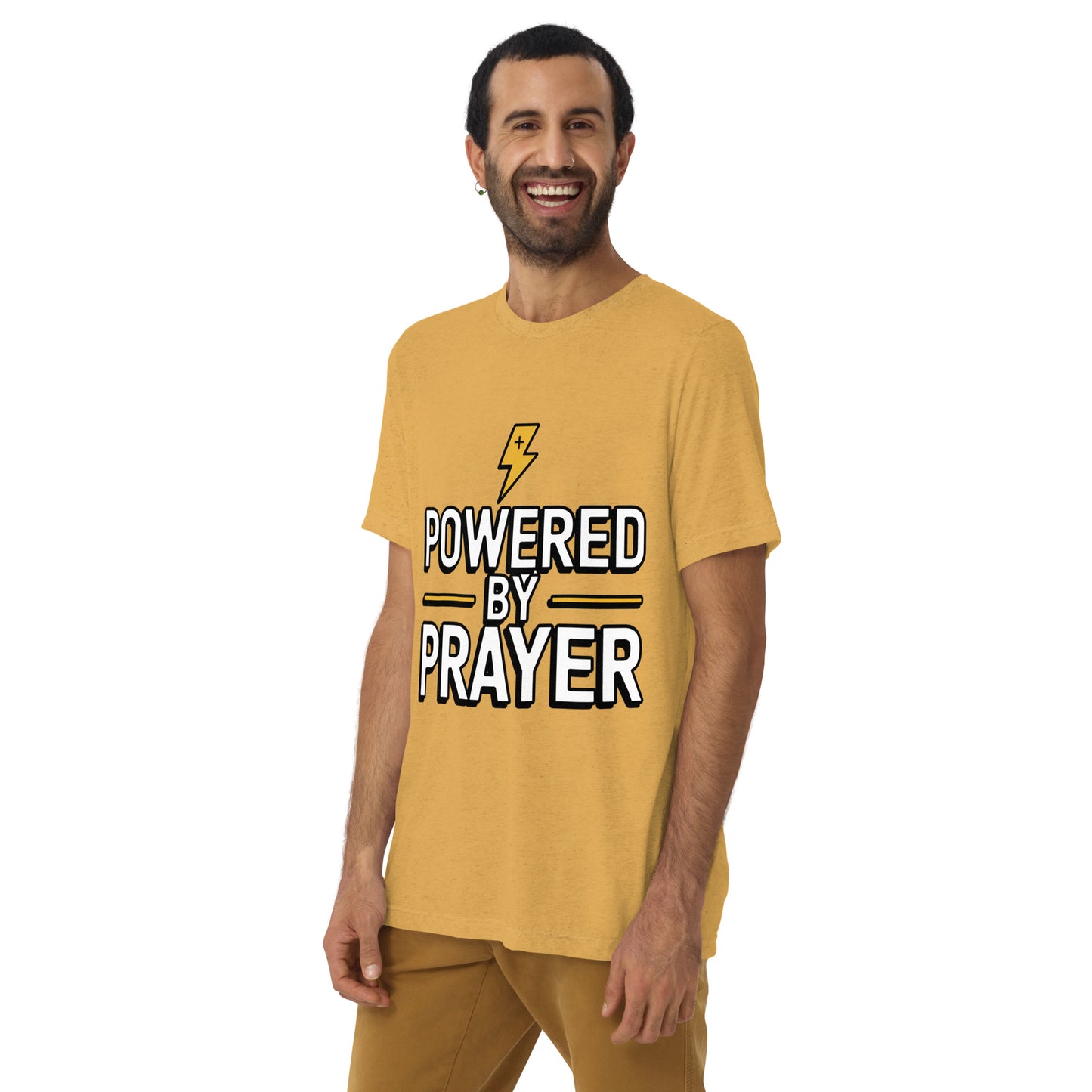 Bible verse shirt for men Powered by Prayer