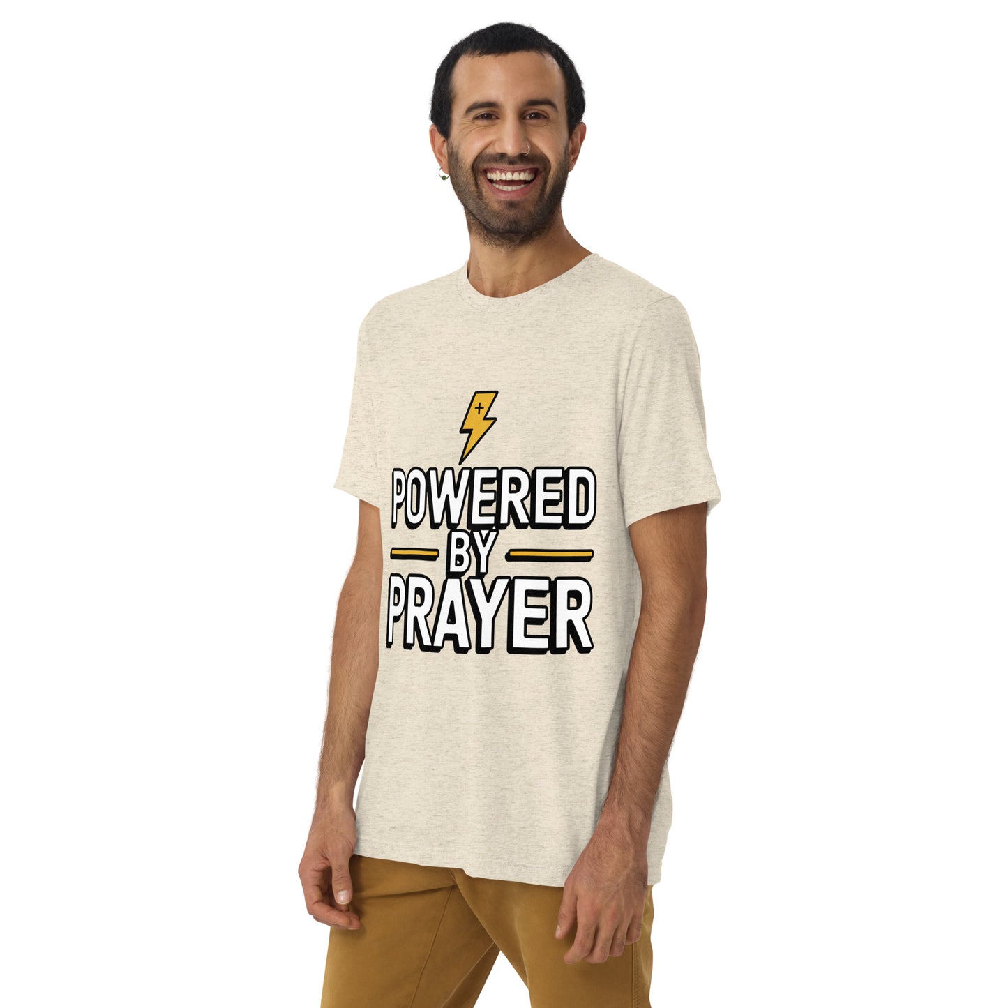 Bible verse shirt for men Powered by Prayer