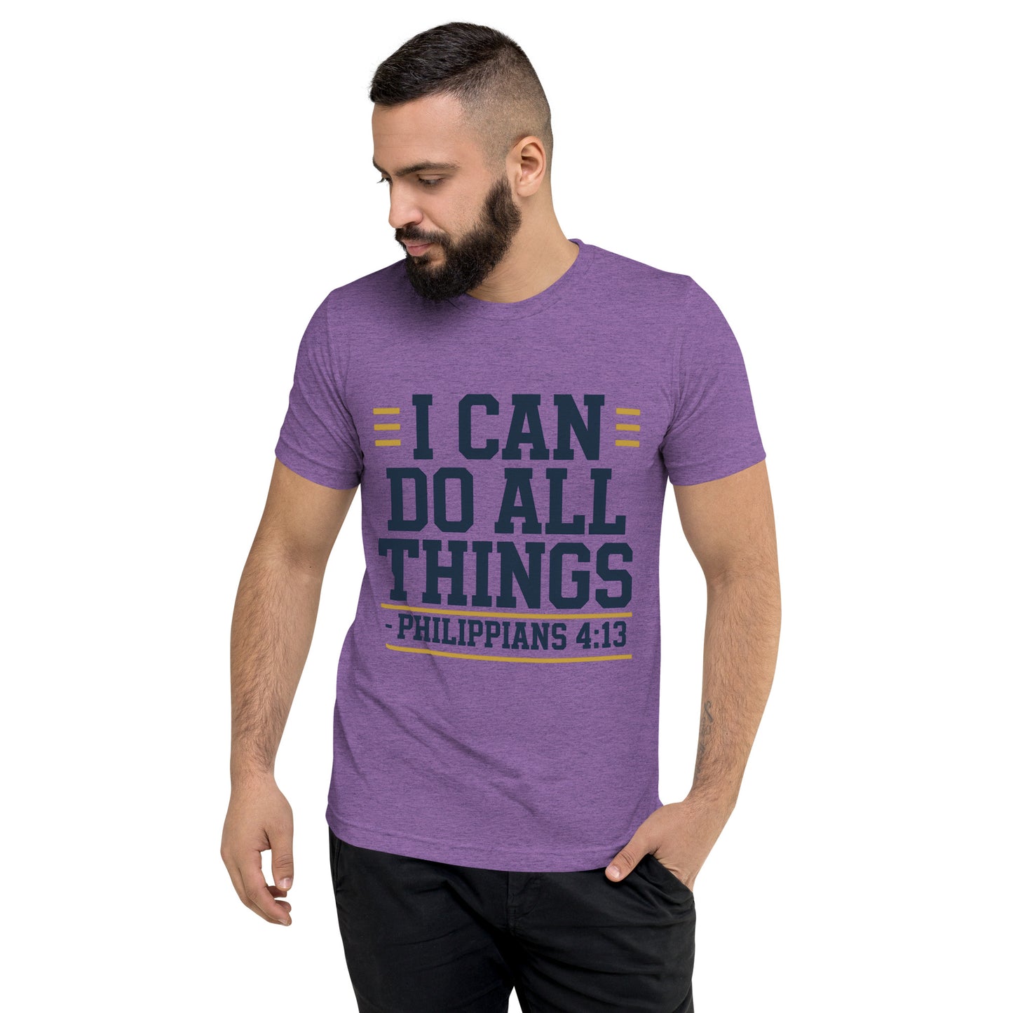 Men’s Christian tri-blend t-shirt I Can Do All Things Philippians 4:13