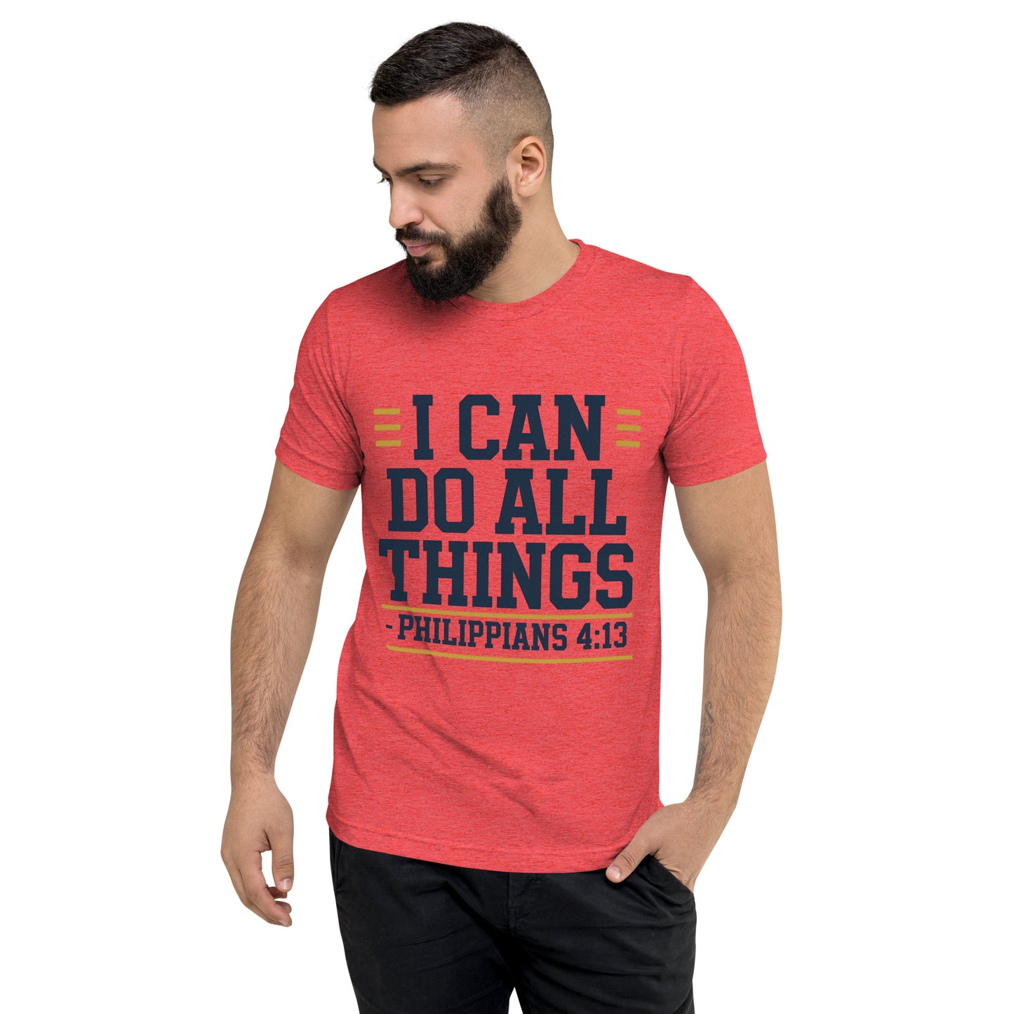 Men’s Christian tri-blend t-shirt I Can Do All Things Philippians 4:13