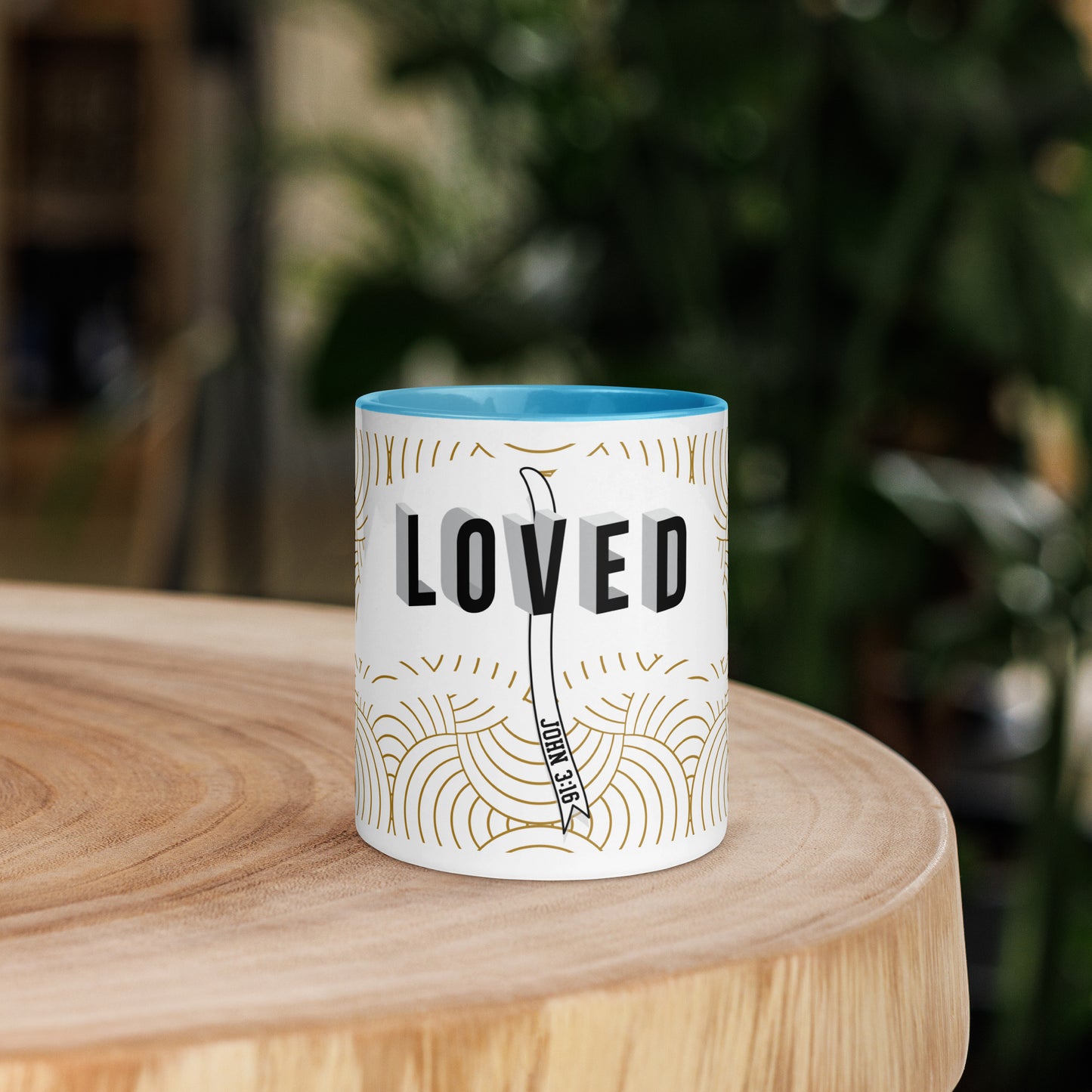 Christian coffee cup with colorful handle and lead-free material