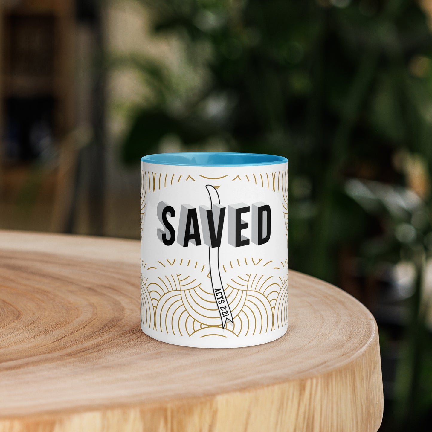 Christian coffee cup with colorful handle and lead-free material