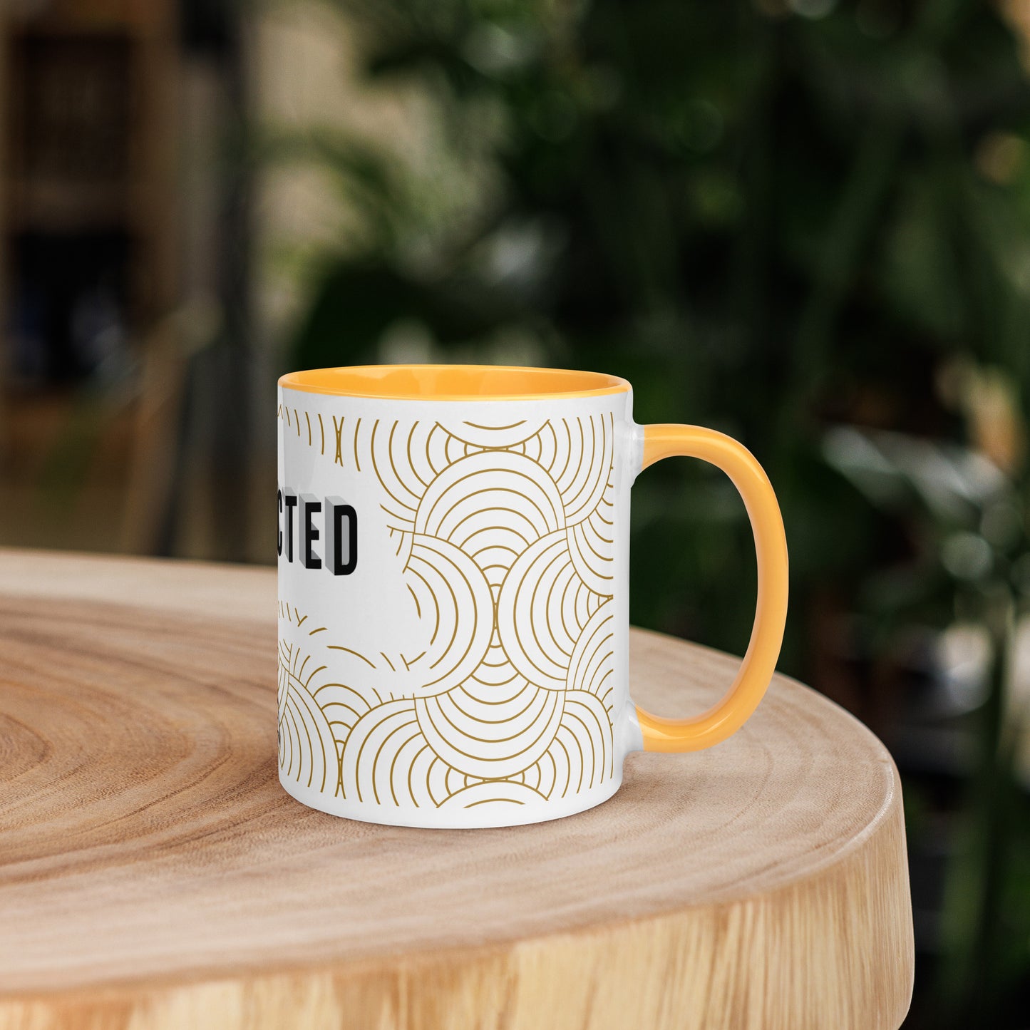 Faith-based tea cup with color inside and inspirational design