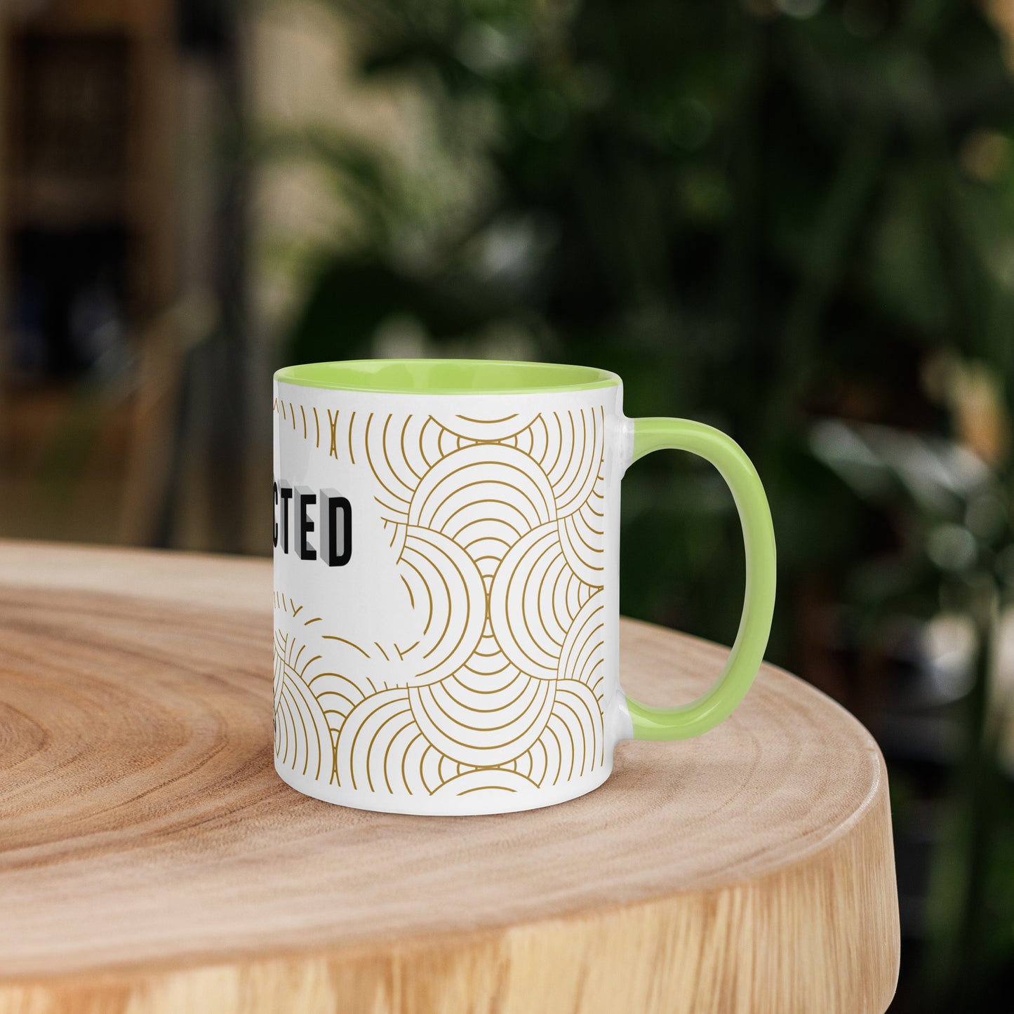 Faith-based tea cup with color inside and inspirational design