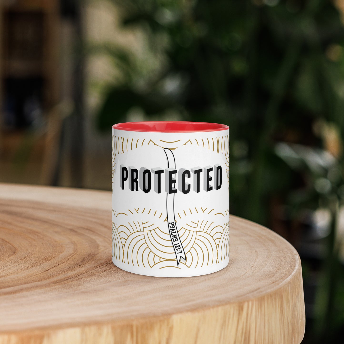 Ceramic faith mug with color inside, dishwasher and microwave safe