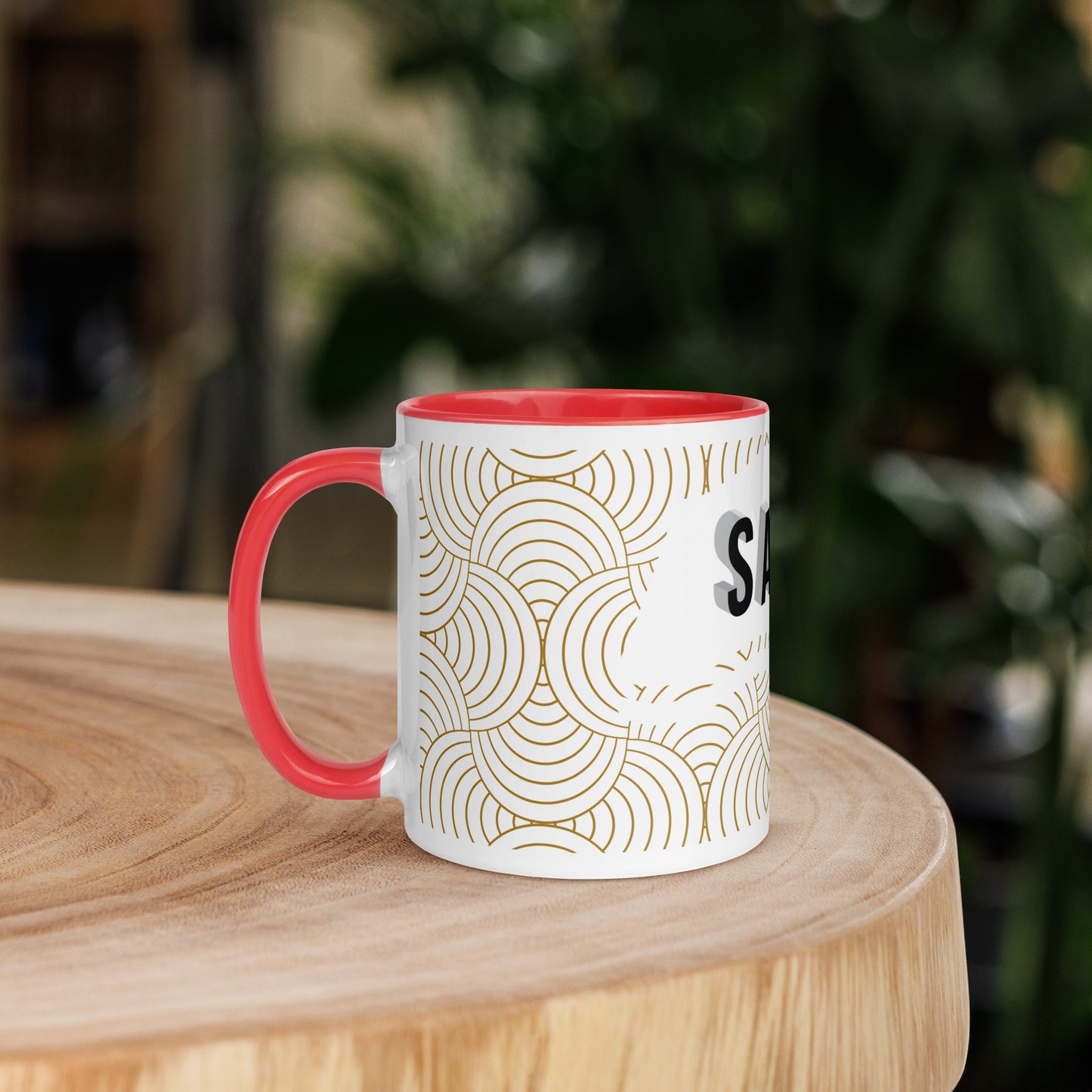 Ceramic faith mug with color inside, dishwasher and microwave safe