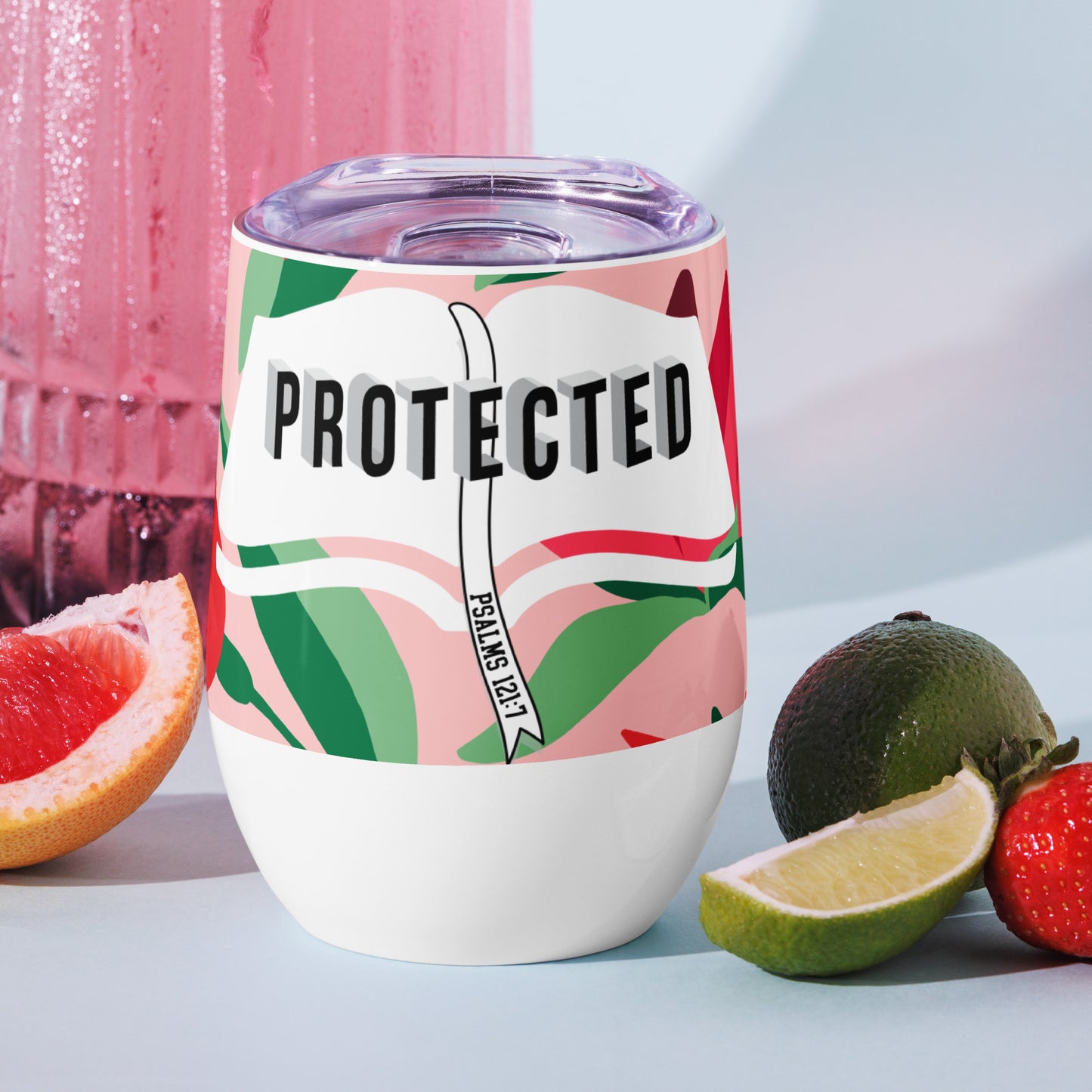 Christian juice tumbler with stainless steel, double-wall insulation