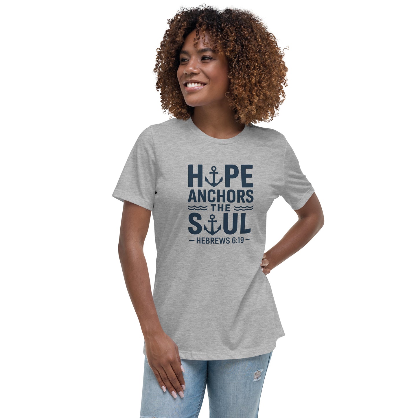 Women’s Christian t-shirt Hope Anchors the Soul design