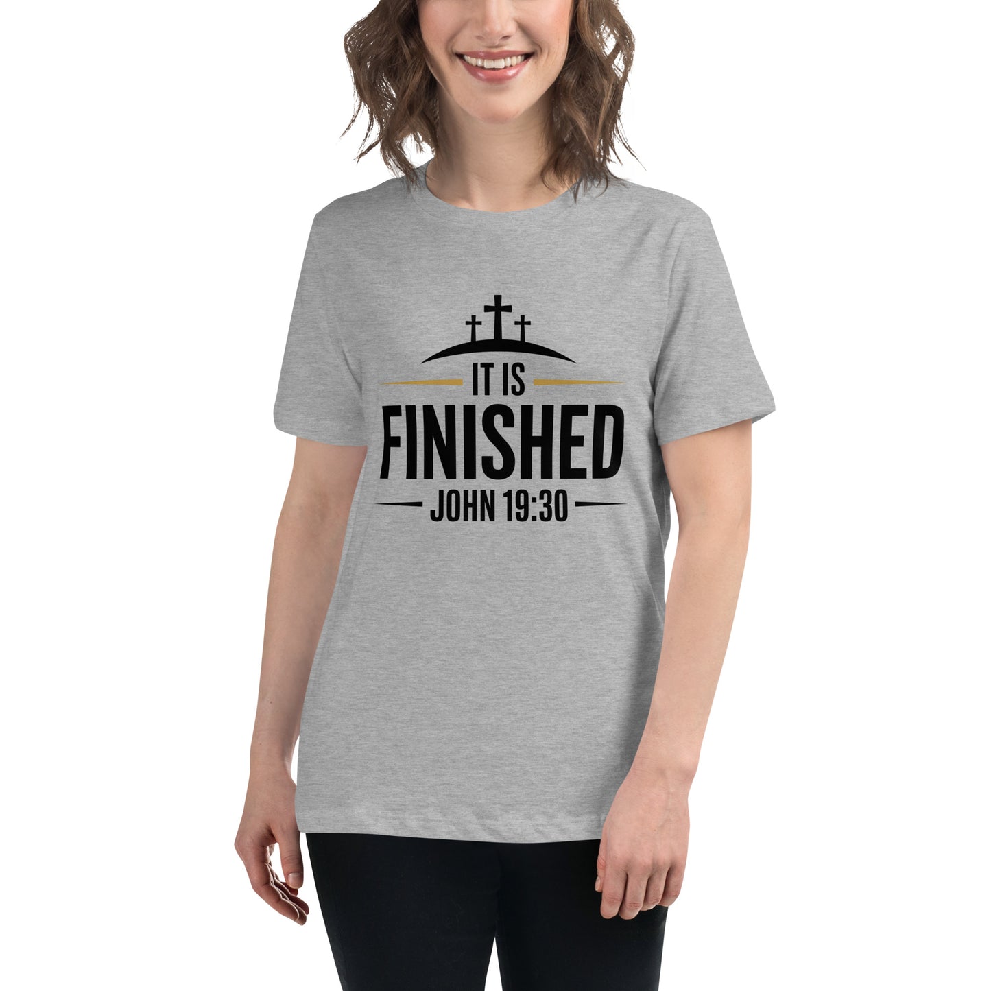 Faith-based women’s relaxed tee with scripture design