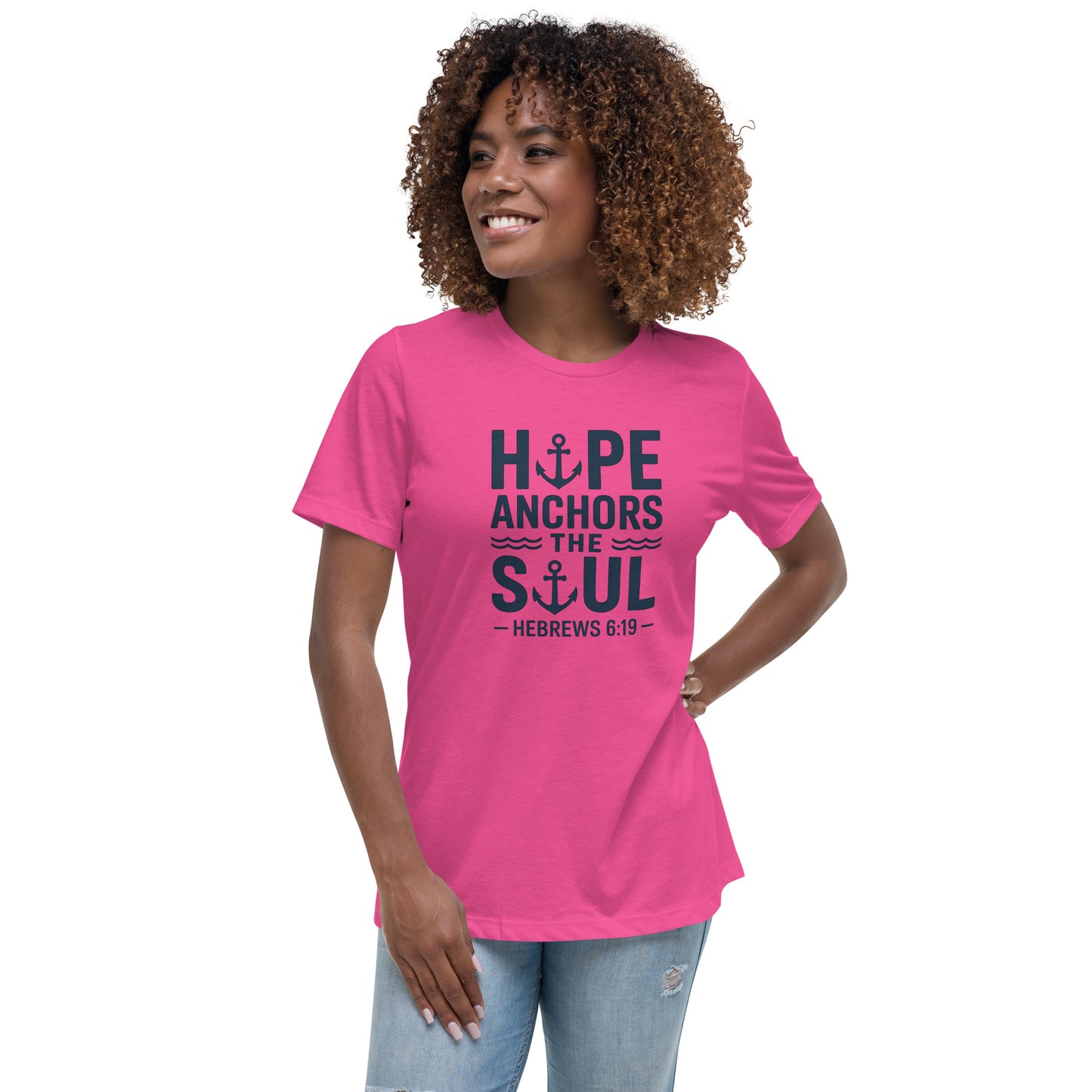 Women’s Christian t-shirt Hope Anchors the Soul design