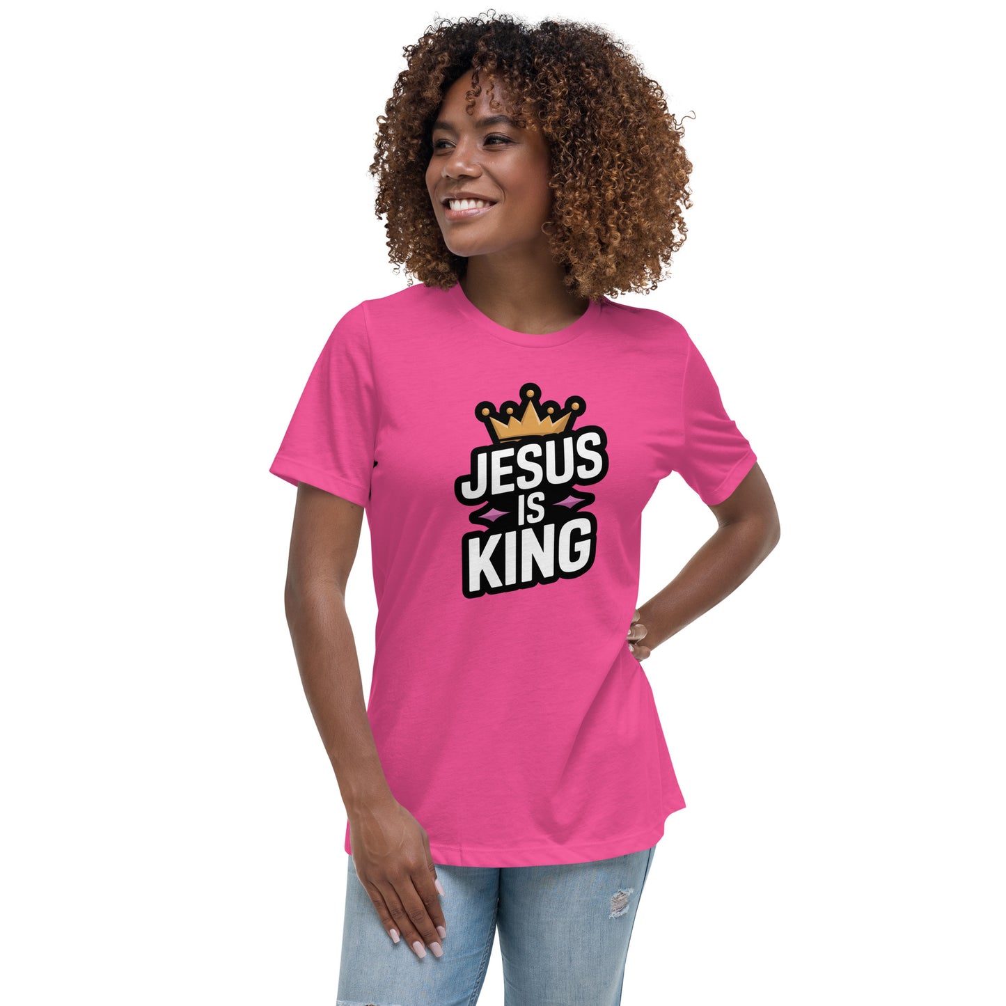 Women’s Christian t-shirt Jesus Is King design