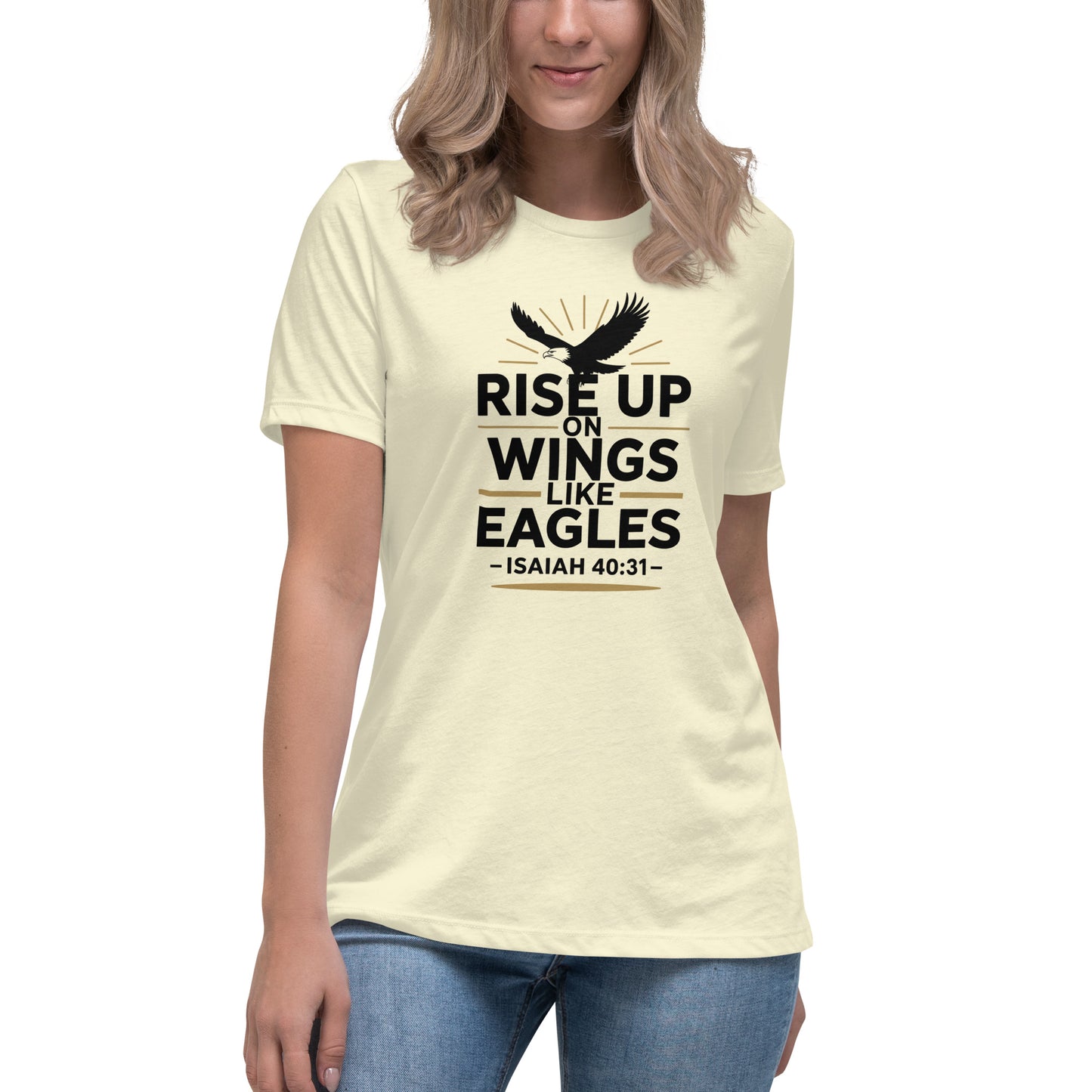 Faith-based women’s relaxed tee scripture design