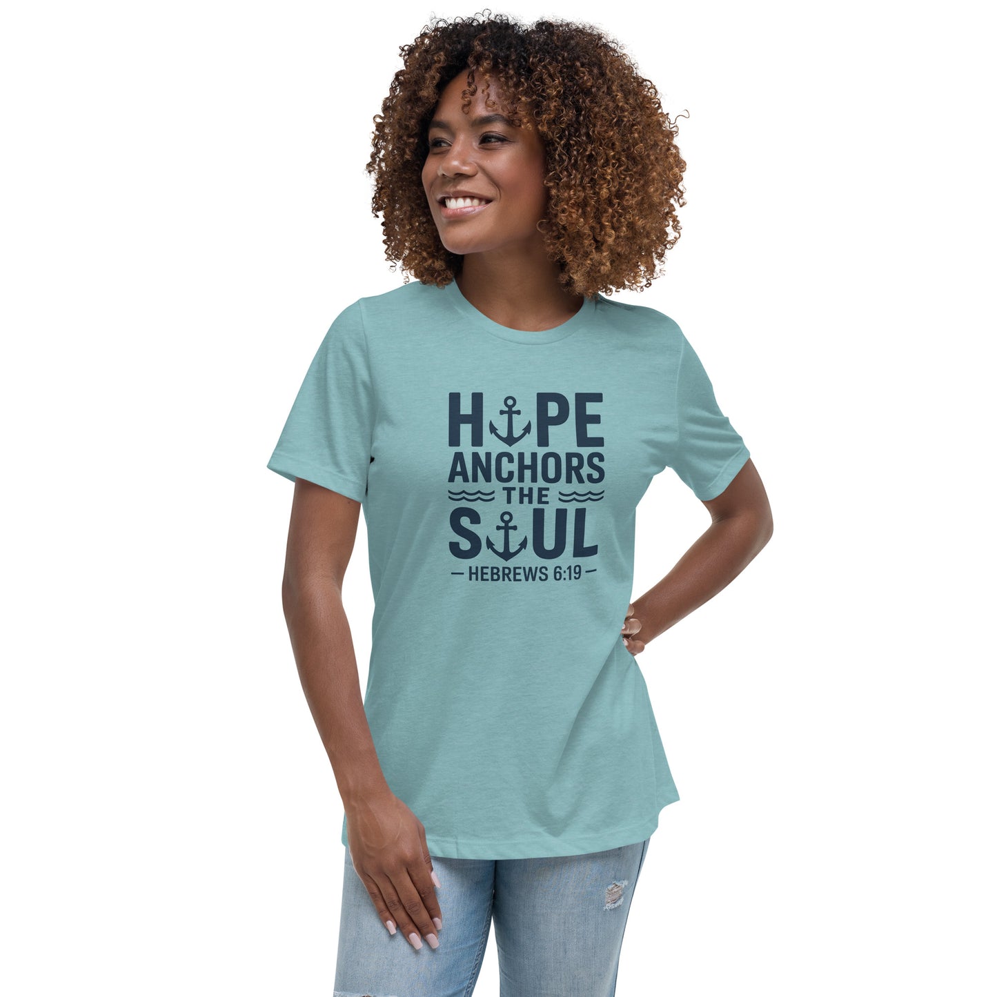 Women’s Christian t-shirt Hope Anchors the Soul design