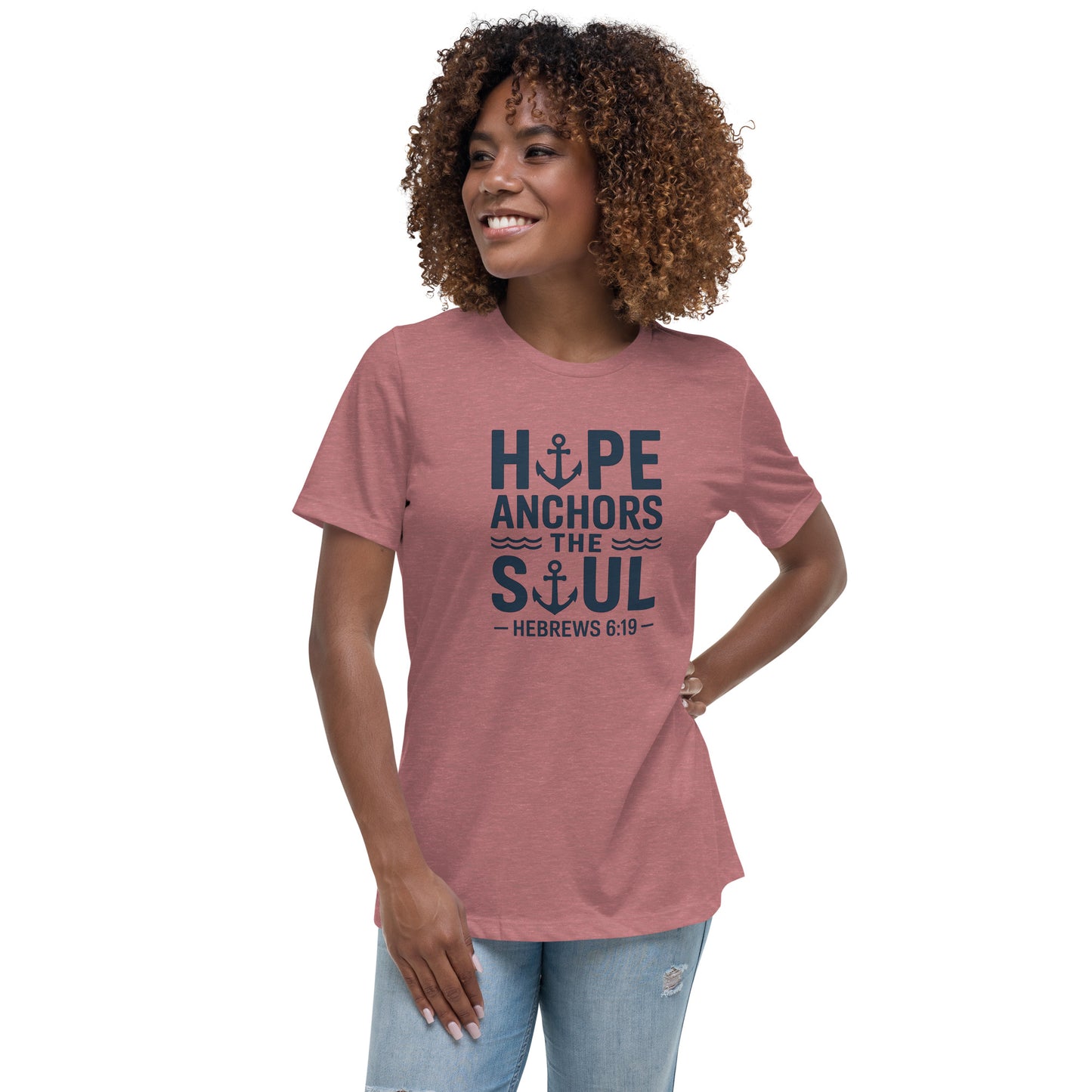 Women’s Christian t-shirt Hope Anchors the Soul design