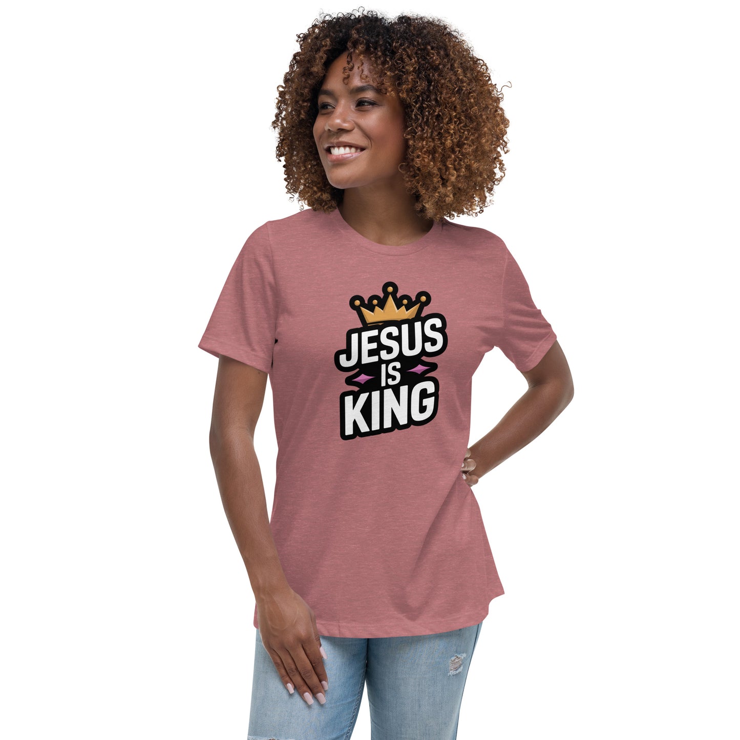 Women’s Christian t-shirt Jesus Is King design