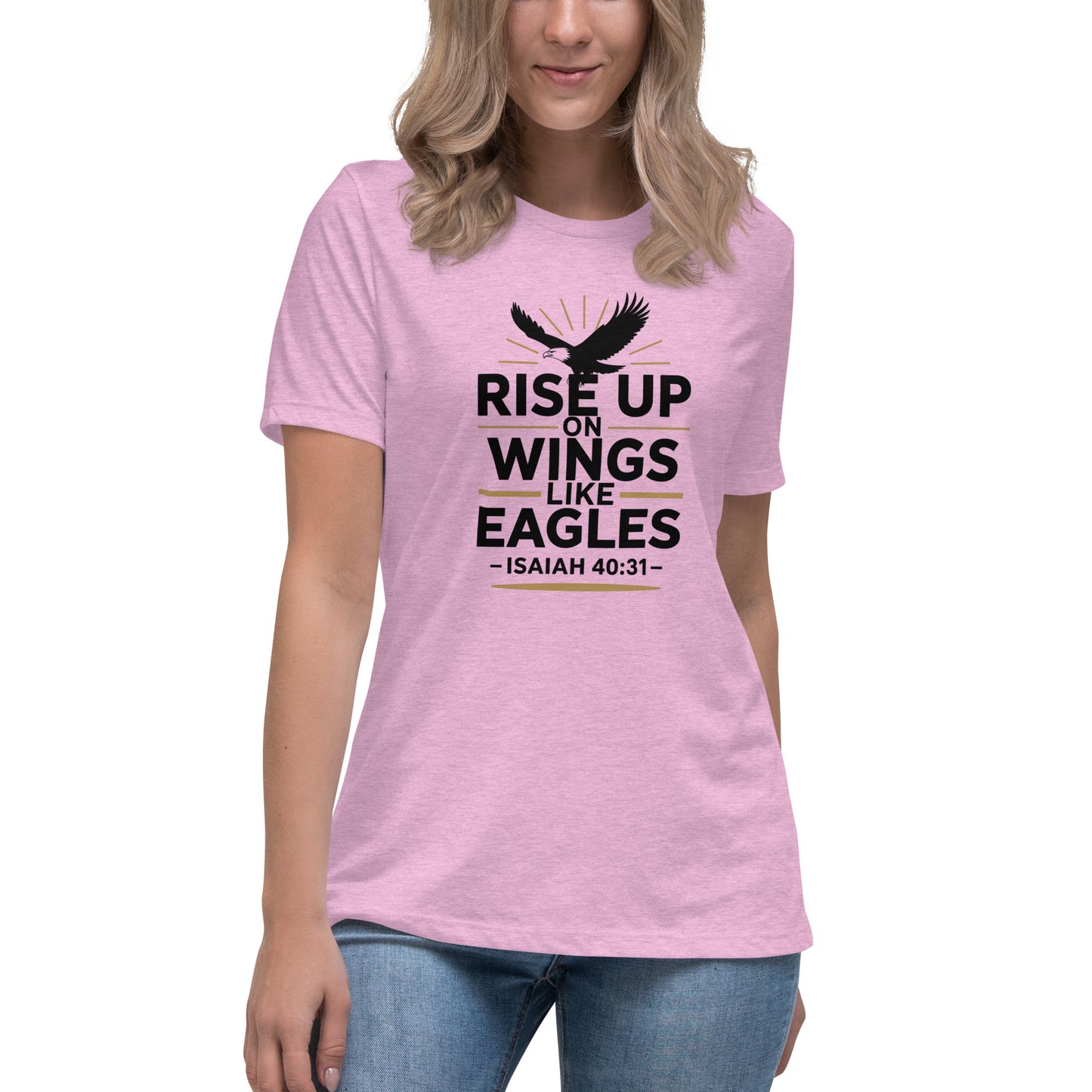 Faith-based women’s relaxed tee scripture design
