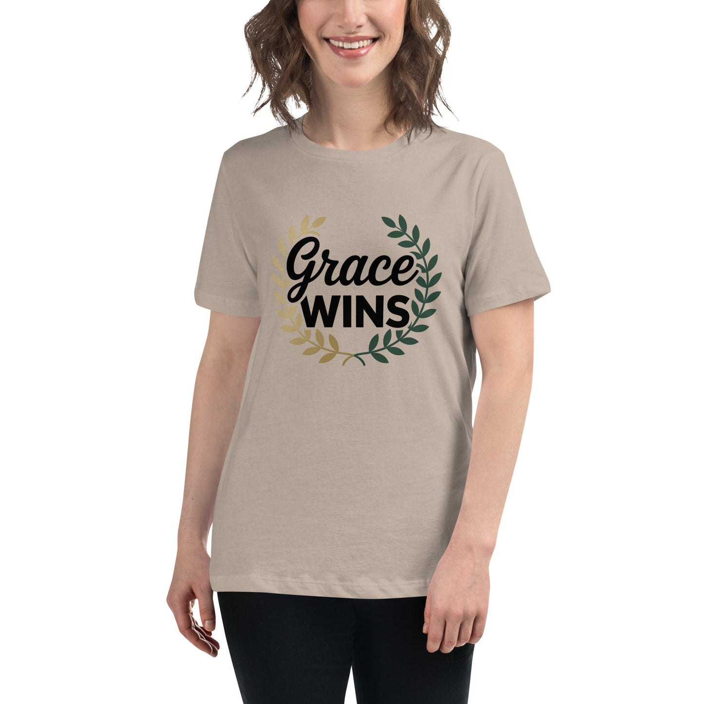 Faith-based women’s shirt Grace Wins design