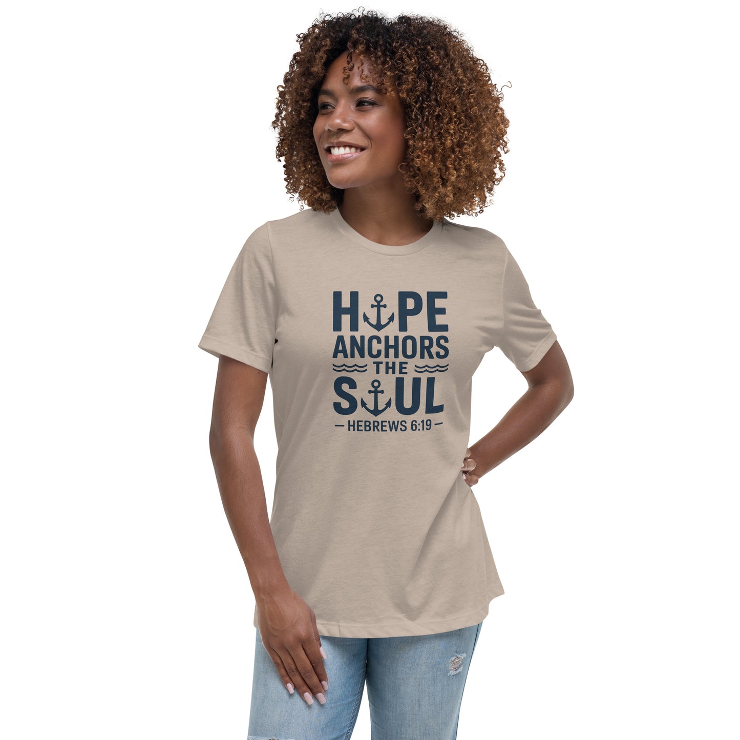 Women’s Christian t-shirt Hope Anchors the Soul design