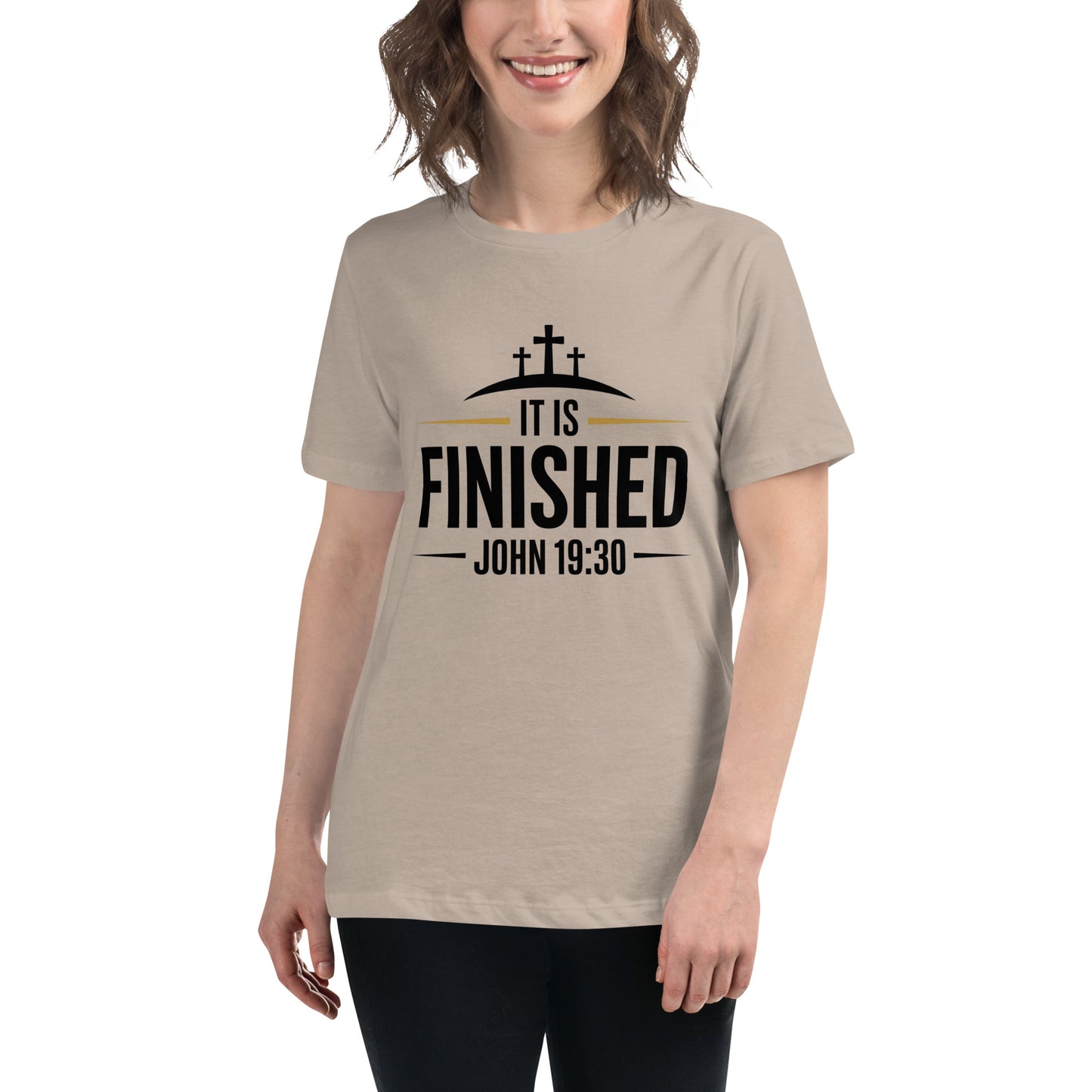 Faith-based women’s relaxed tee with scripture design