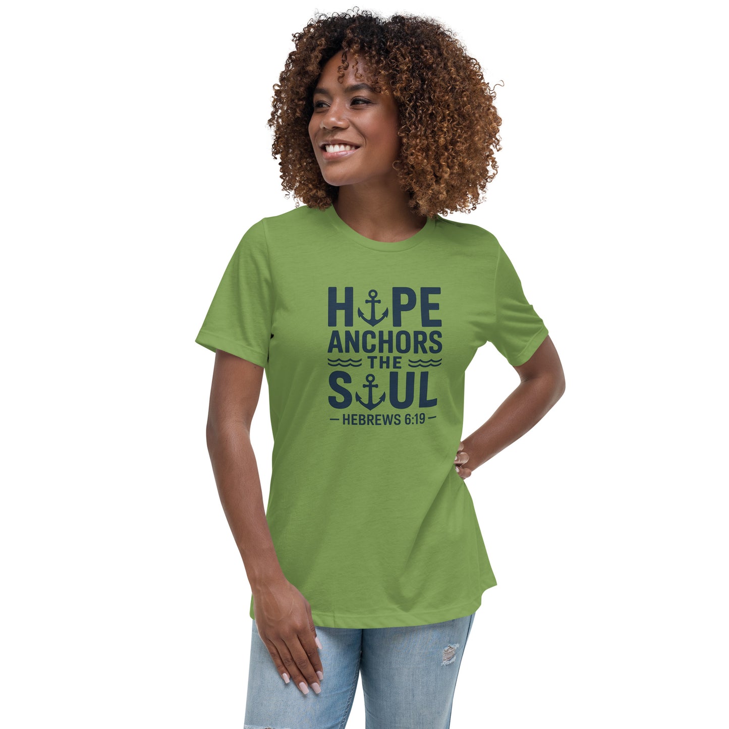 Women’s Christian t-shirt Hope Anchors the Soul design