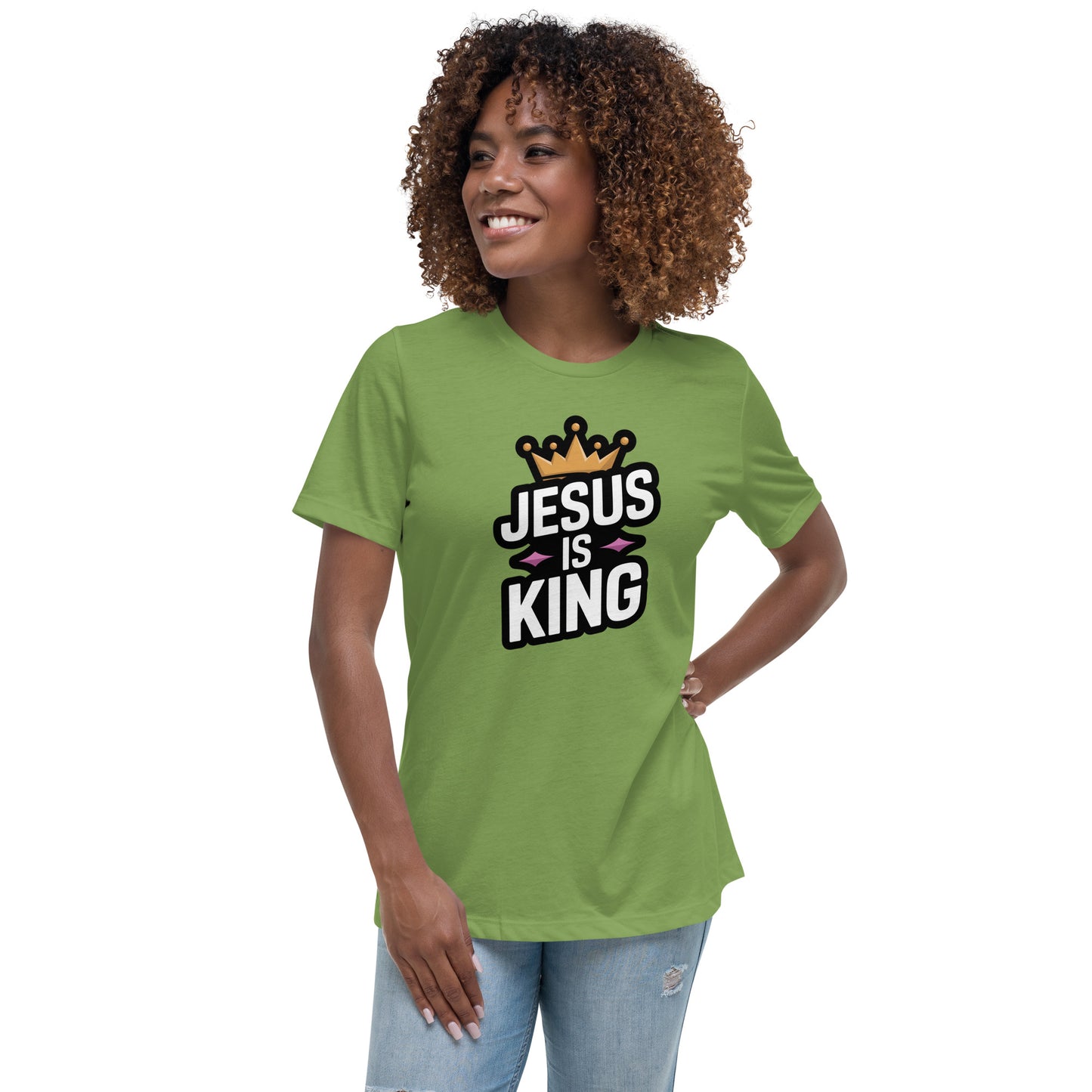 Women’s Christian t-shirt Jesus Is King design