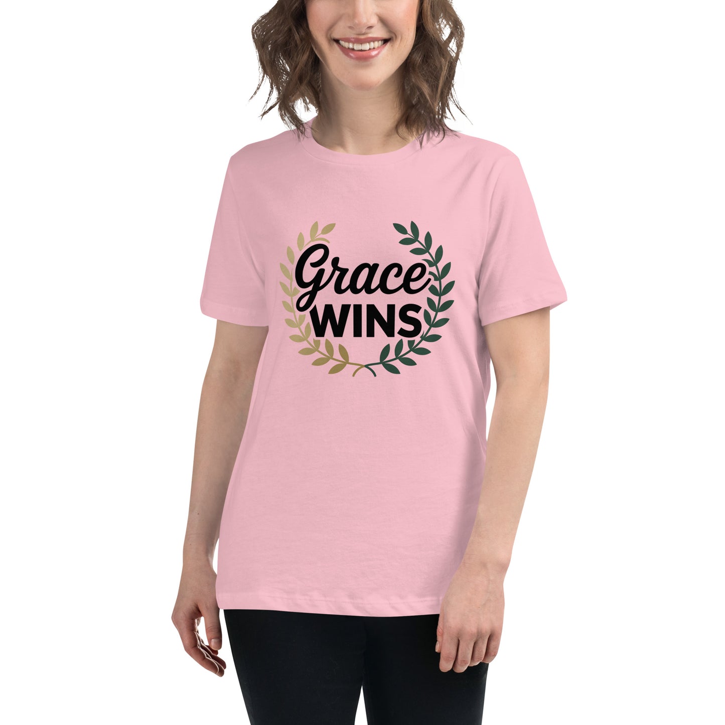 Faith-based women’s shirt Grace Wins design