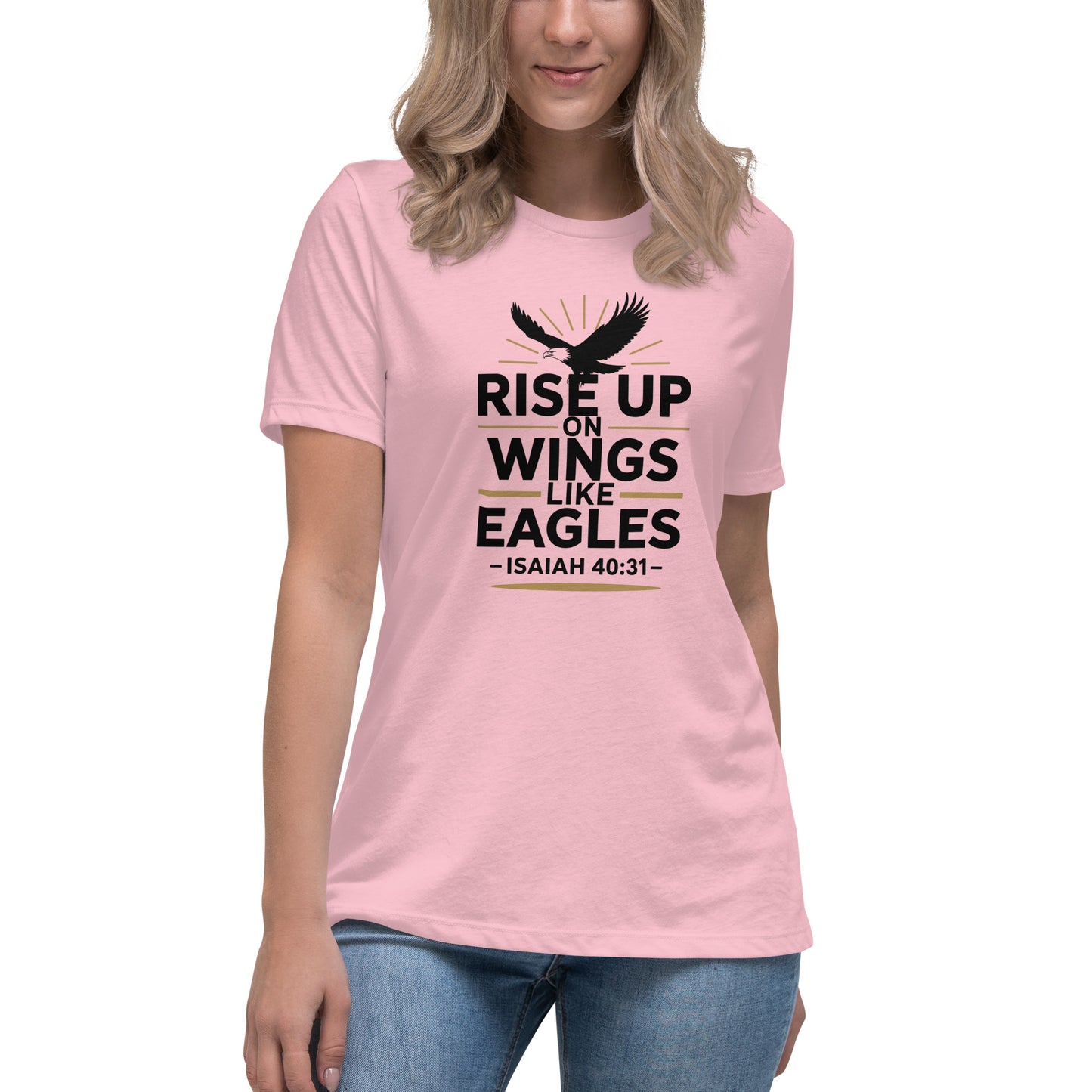 Faith-based women’s relaxed tee scripture design