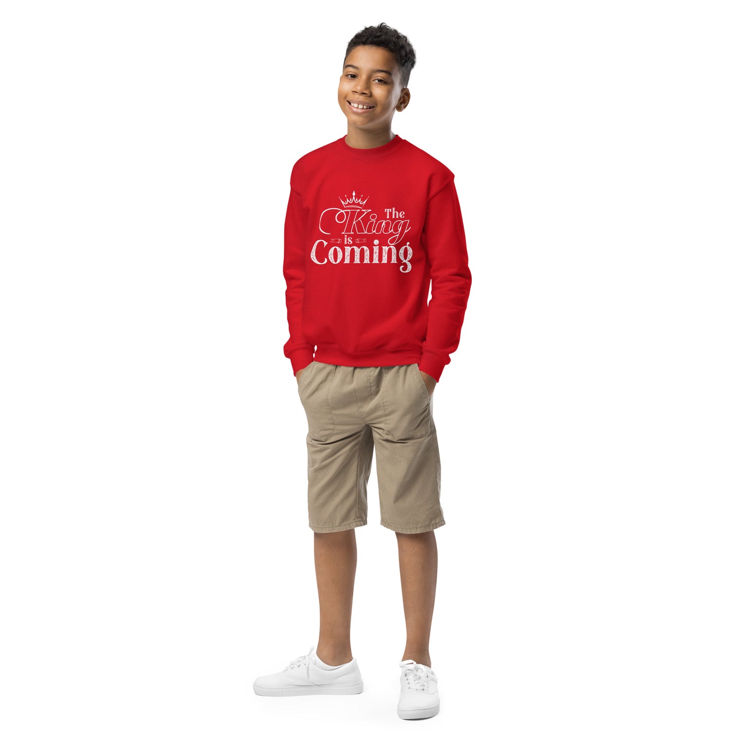 Faith-based youth sweatshirt with double-needle stitching