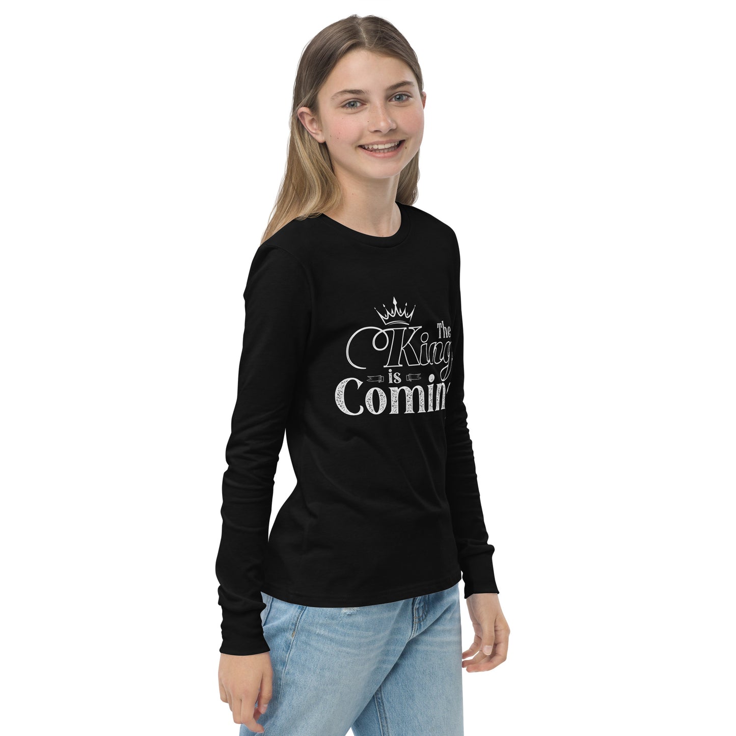 Faith-based kids long sleeve tee with ribbed cuffs