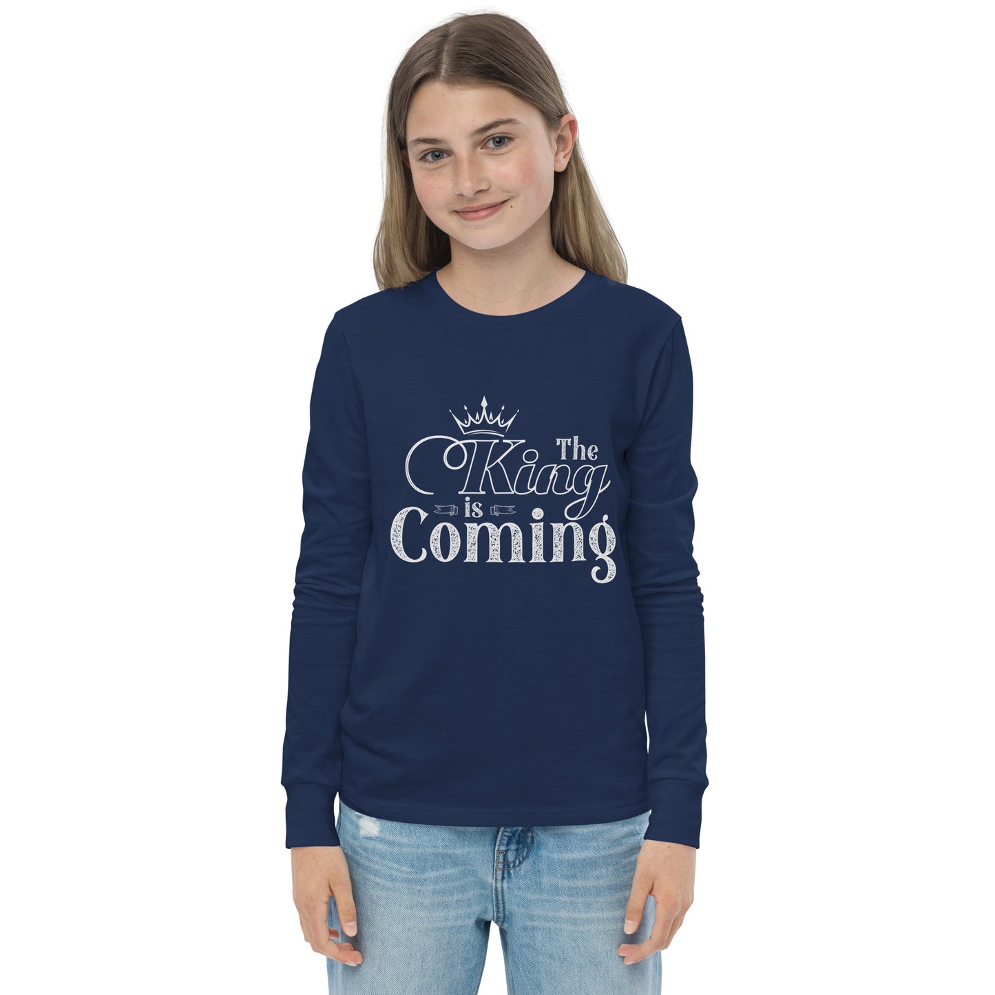 Faith-based kids long sleeve tee with ribbed cuffs