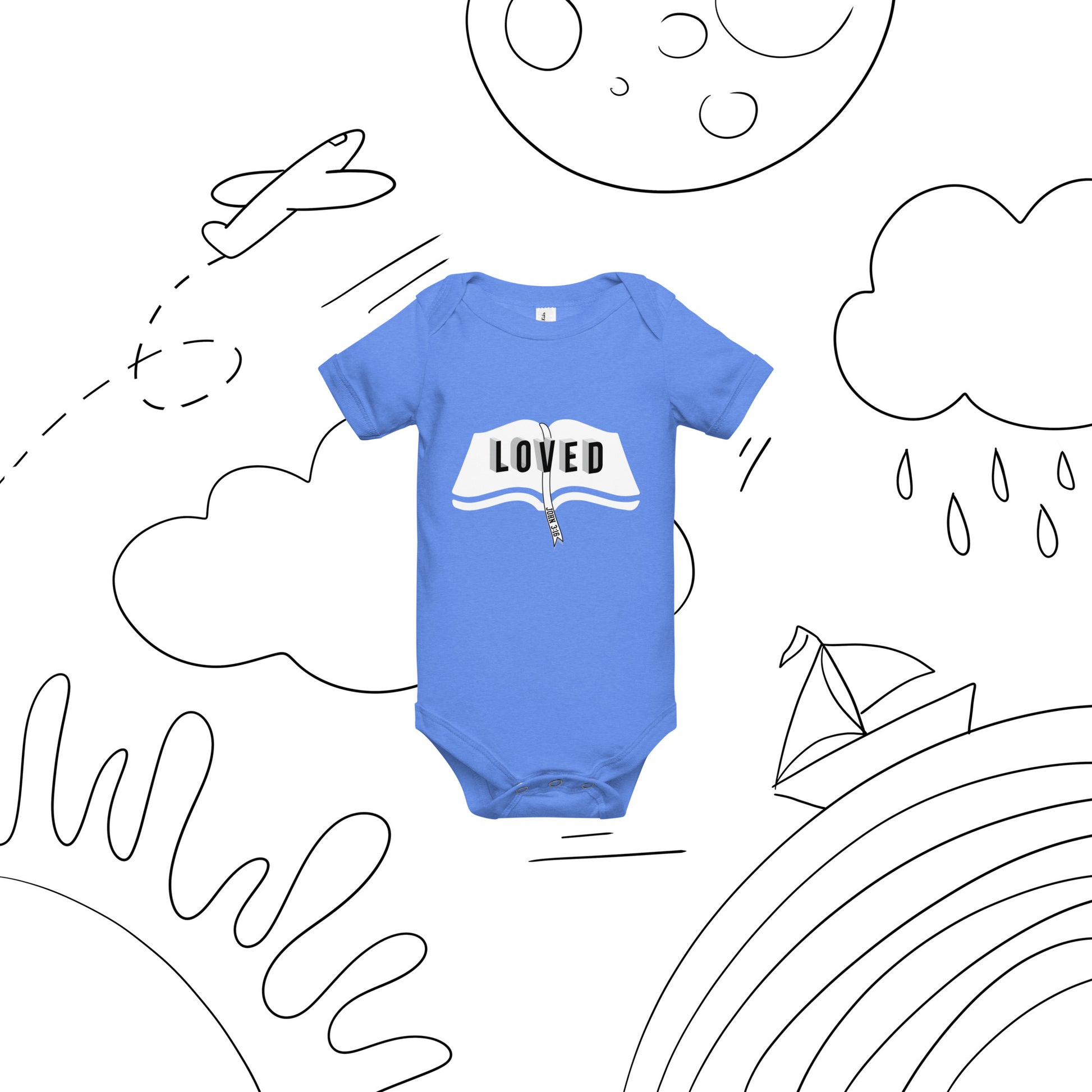 Comfortable Christian infant outfit with snap closure