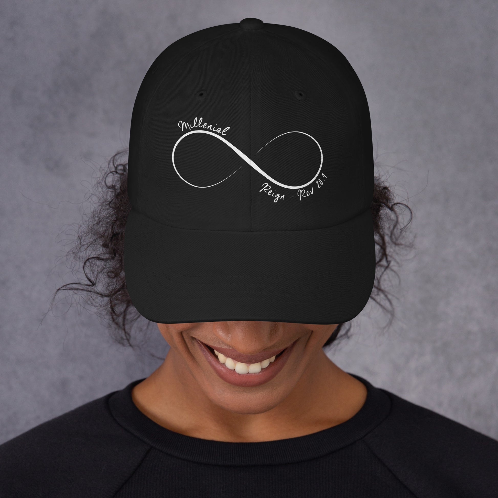 Christian hat with adjustable antique buckle and curved visor