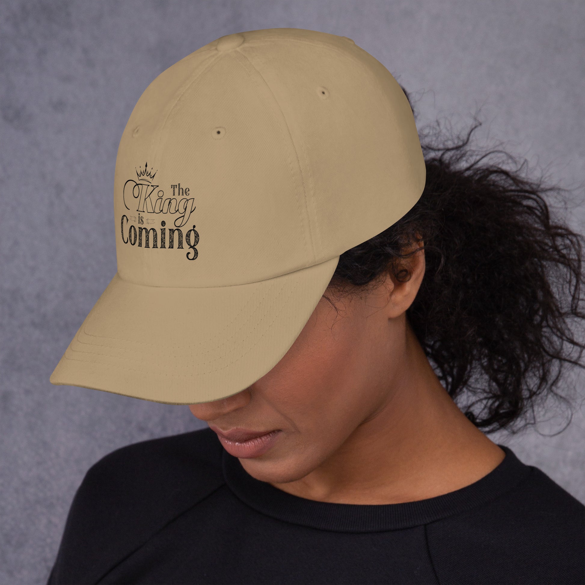 Christian dad hat with adjustable antique buckle and curved visor