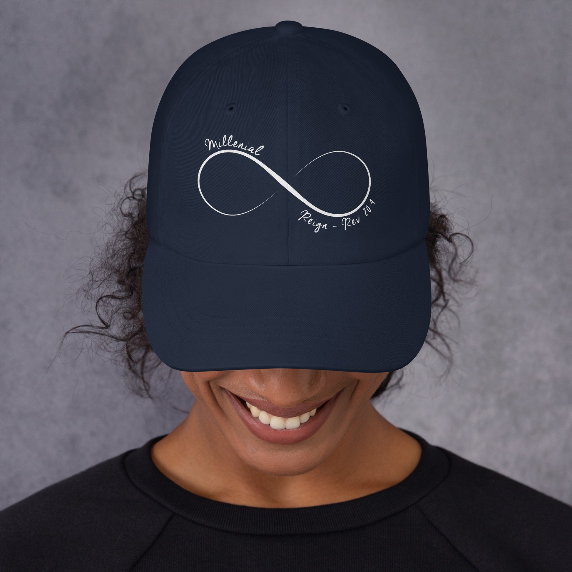 Christian hat with adjustable antique buckle and curved visor