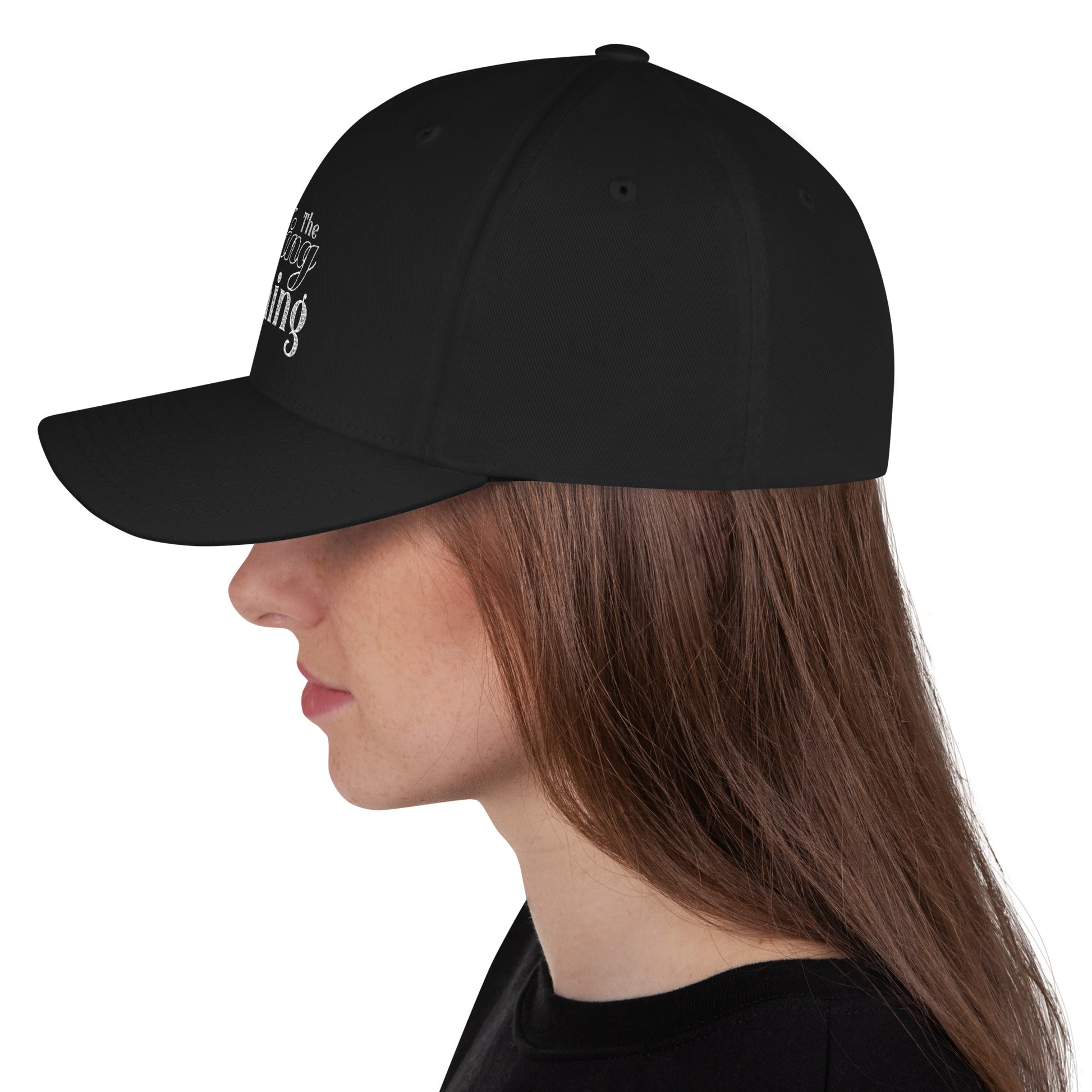 Christian structured twill cap with stretch fit and curved visor