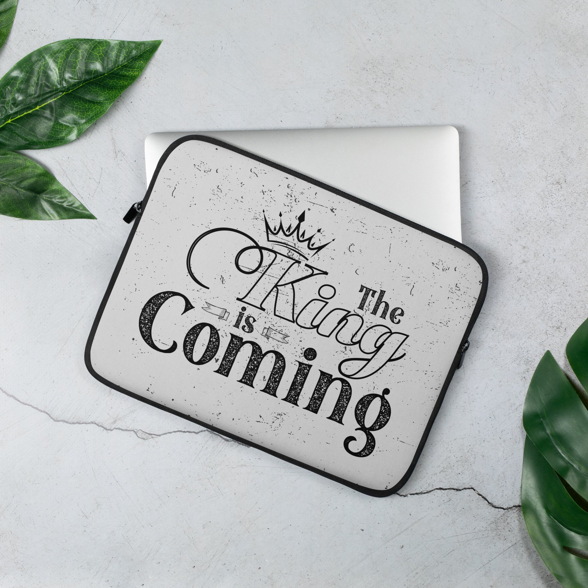 Christian laptop sleeve with neoprene water-resistant material and padded zipper