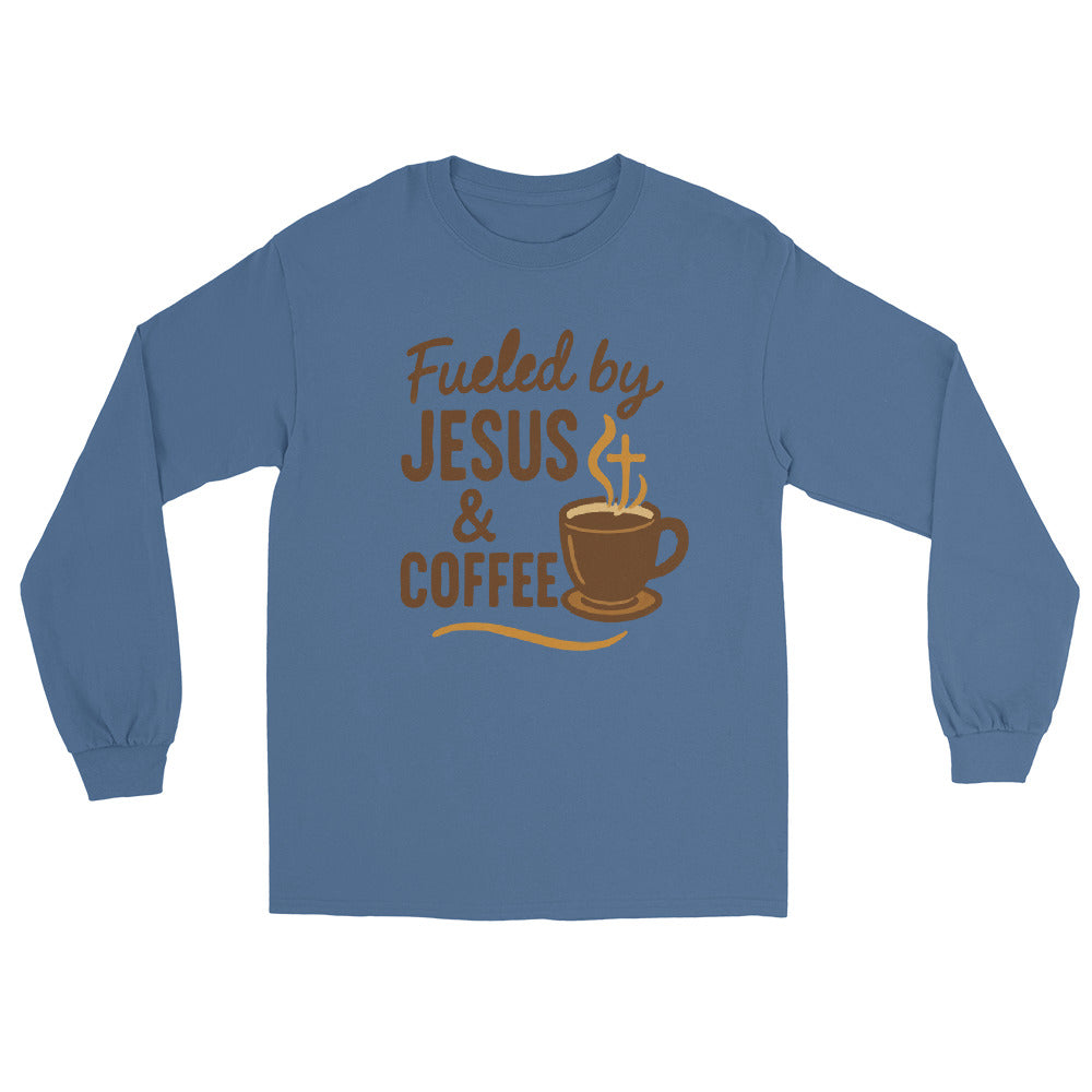 Christian long sleeve shirt – Fueled by Jesus and Coffee