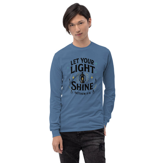 Men’s Christian long sleeve shirt Let Your Light Shine design