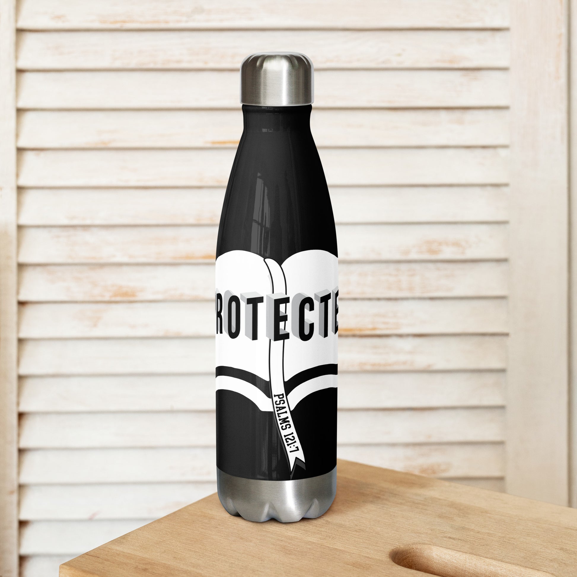 Christian stainless steel water bottle with leak-proof cap and glossy finish