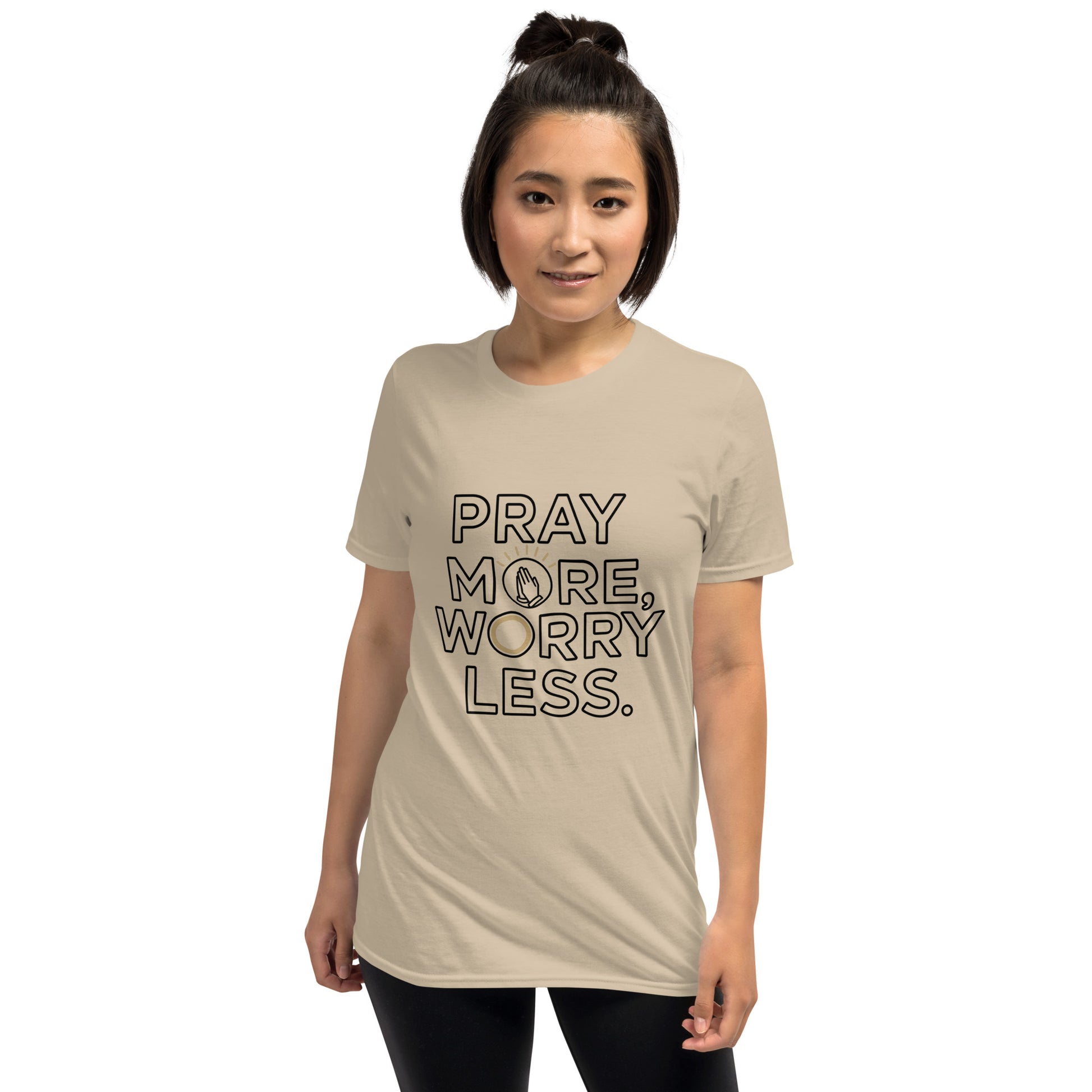 Women’s Christian t-shirt Pray More Worry Less Philippians 4:6