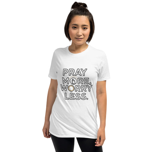 Women’s Christian t-shirt Pray More Worry Less Philippians 4:6