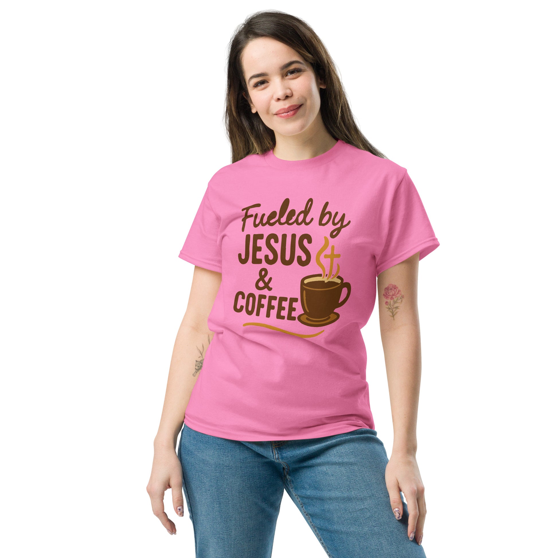 Fueled by Jesus and Coffee women’s Christian t-shirt