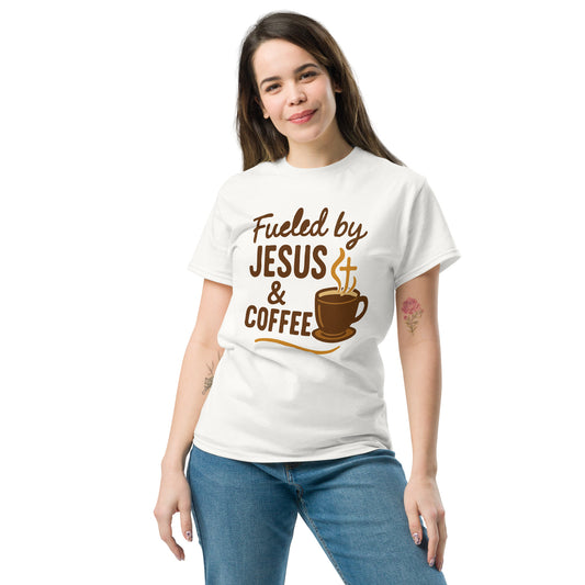 Fueled by Jesus and Coffee women’s Christian t-shirt