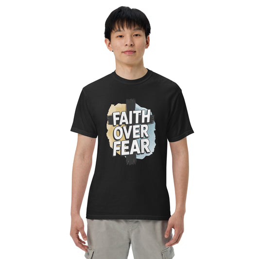 Men’s Christian heavyweight t-shirt Faith Over Fear