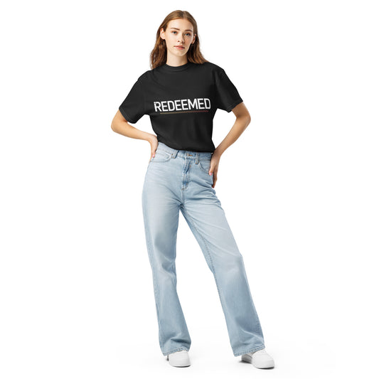 Women’s Christian heavyweight t-shirt Redeemed design