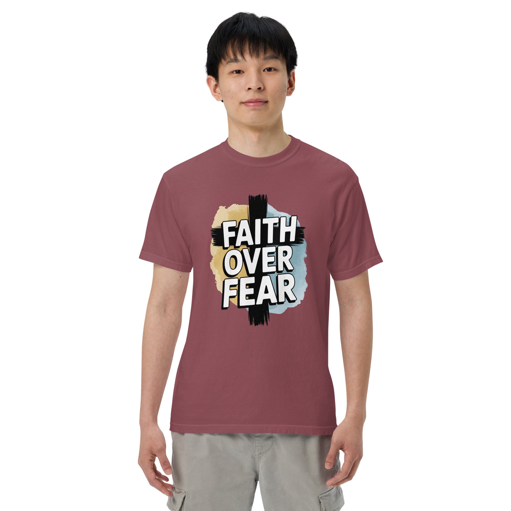 Men’s Christian heavyweight t-shirt Faith Over Fear