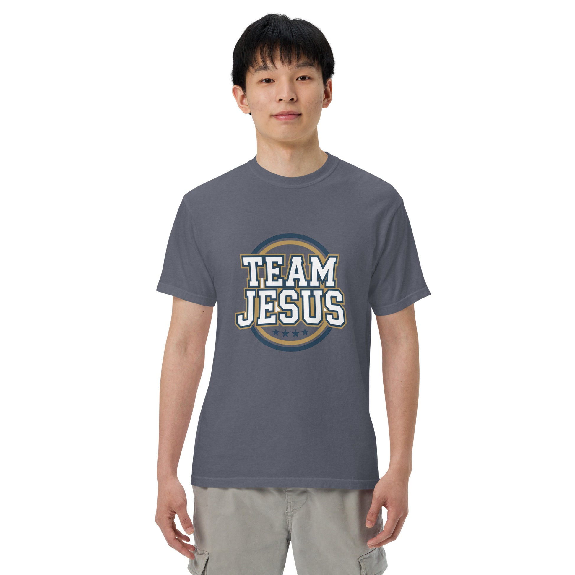 Faith-based men’s garment-dyed tee Team Jesus